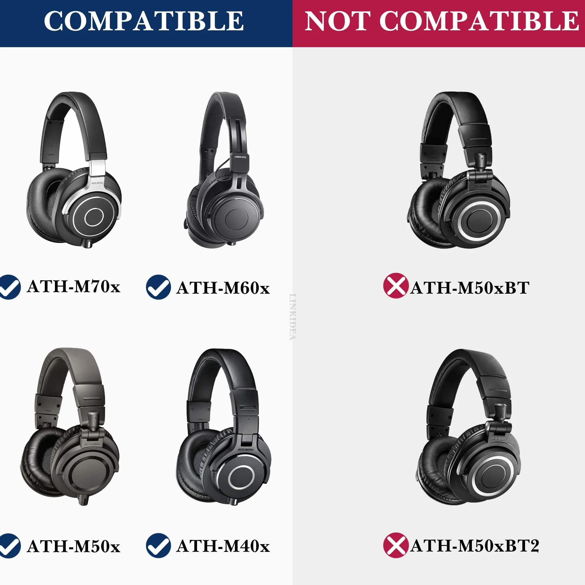 Linkidea kabel audio ATH-M70x/M60x/M50x/M40x/M40, 2,5 mm TRRS na TRS, 1,7 m