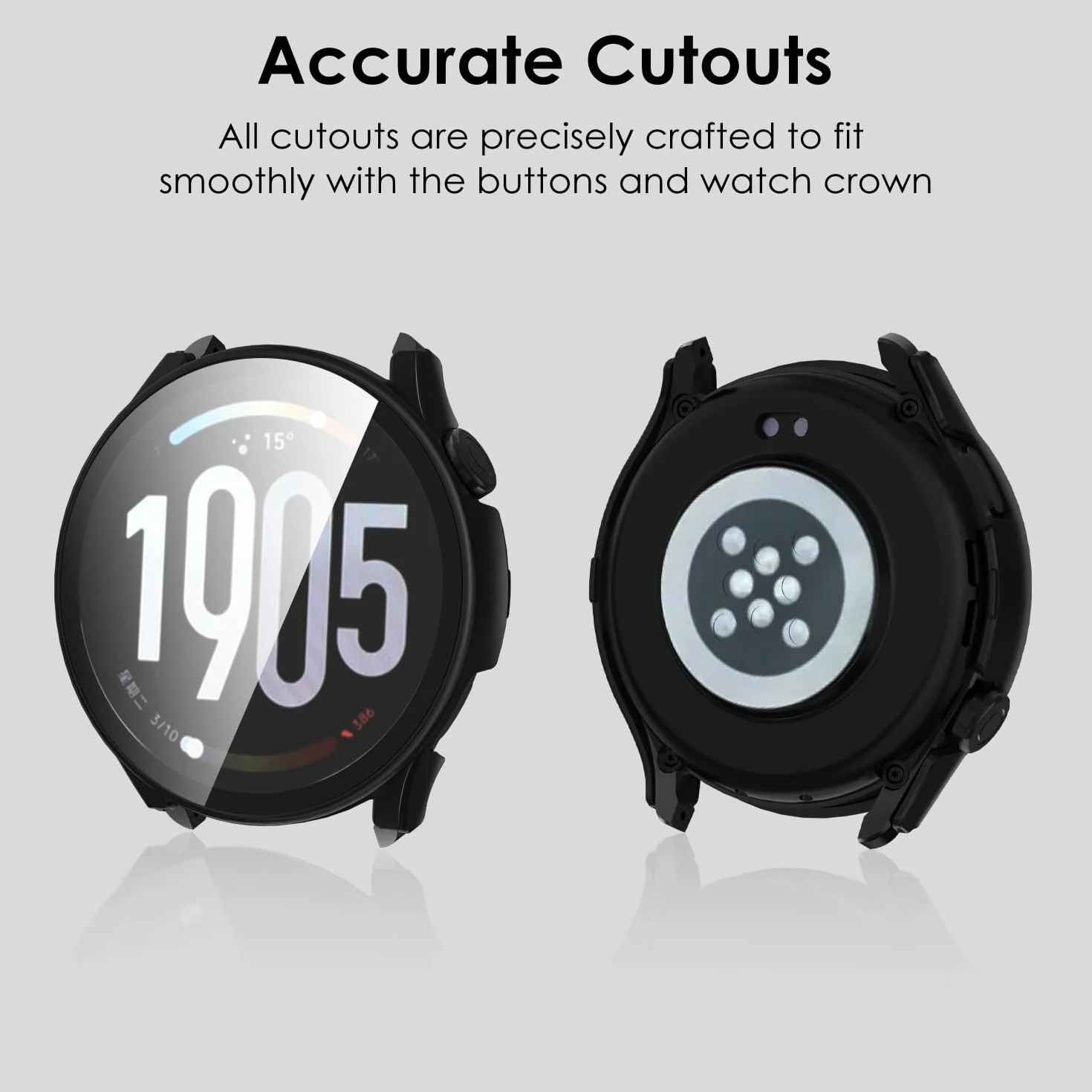 ivoler 3 szt. Etui Hard PC + Szkło Ochronne dla Xiaomi Watch S5 46mm, Pełne Pokrycie, 2 Przezroczyste + 1 Czarny