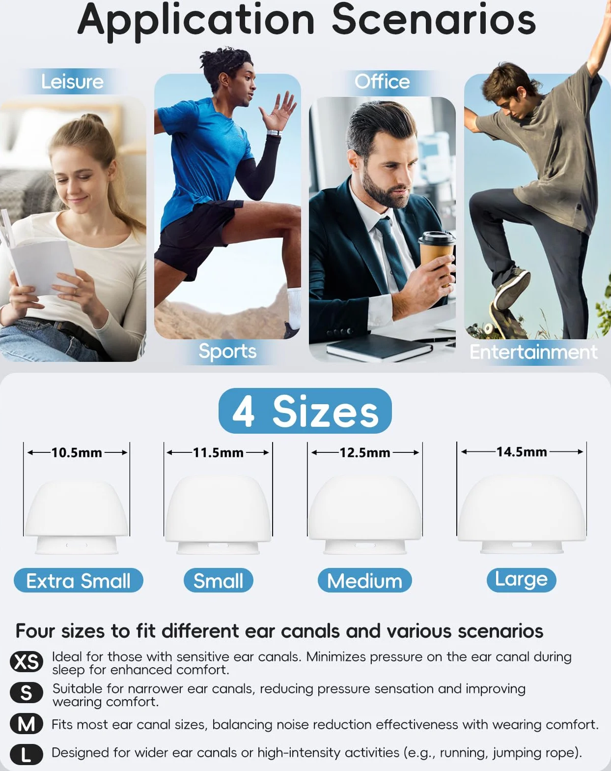 4 pary zamiennych zatyczek do uszu do AirPods Pro 2nd/1. generacji, z otworem do redukcji szumów, do czyszczenia i organizatora