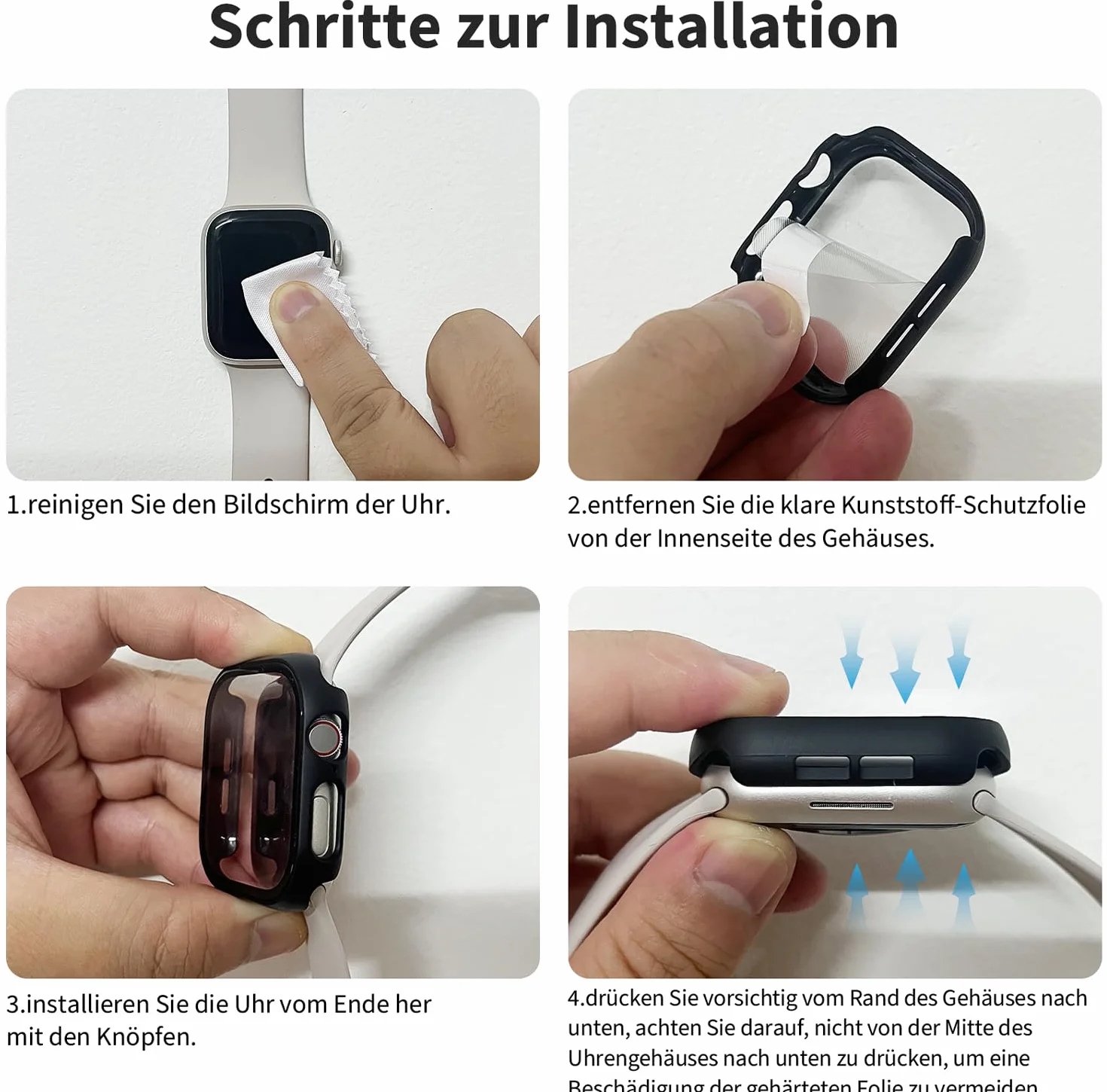 2 sztuki Kompatybilne z Apple Watch SE 3/SE 2/SE/6/5/4 etui ochronne z folią ochronną na wyświetlacz 44 mm, twarda obudowa, wbudowana, odporna na zarysowania szkło hartowane, folia ochronna do