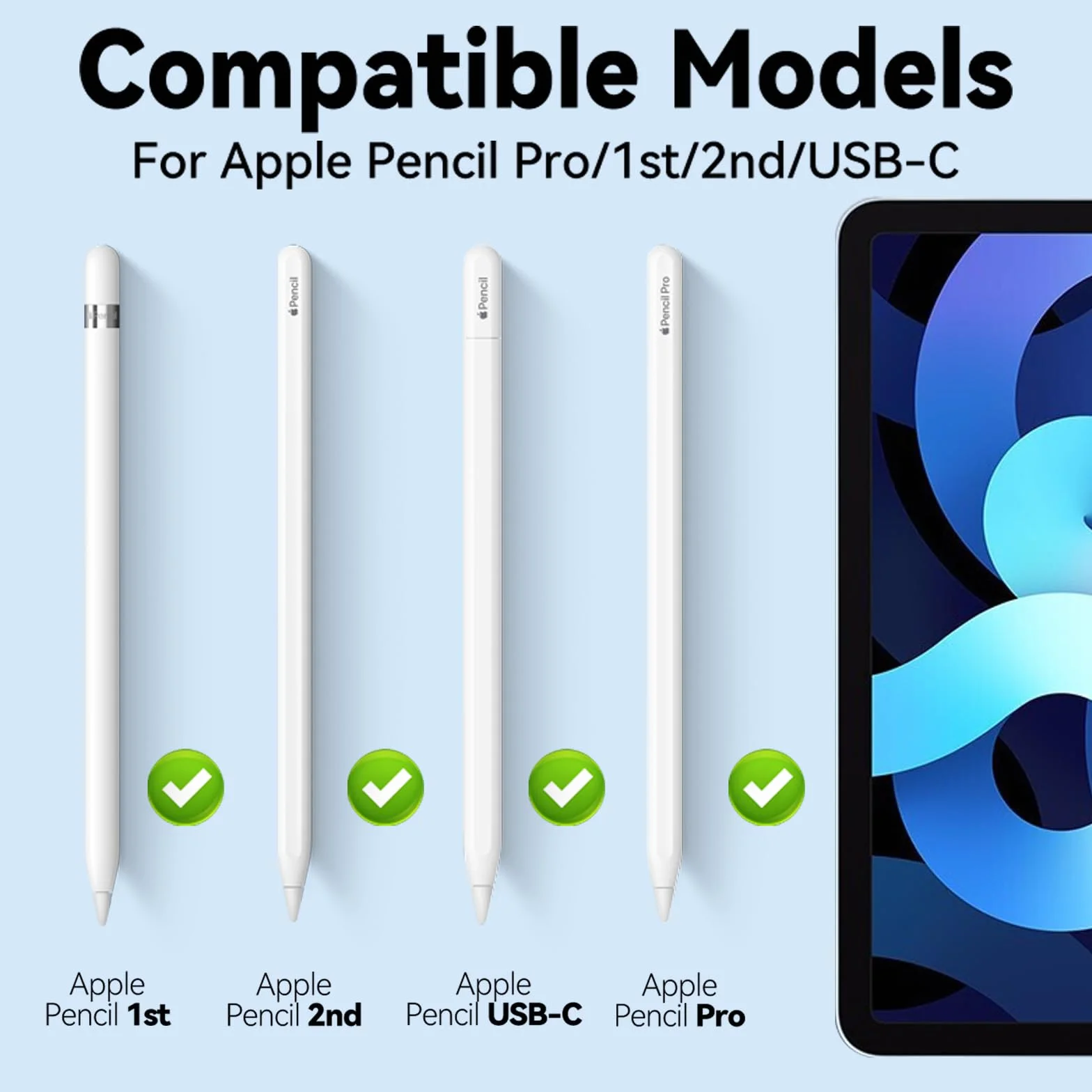 Inesore 4 końcówki do Apple Pencil, oryginalne końcówki do Apple Pencil Pro/USB-C/2. generacji/1. generacji, rysik Nib do iPada Pencil