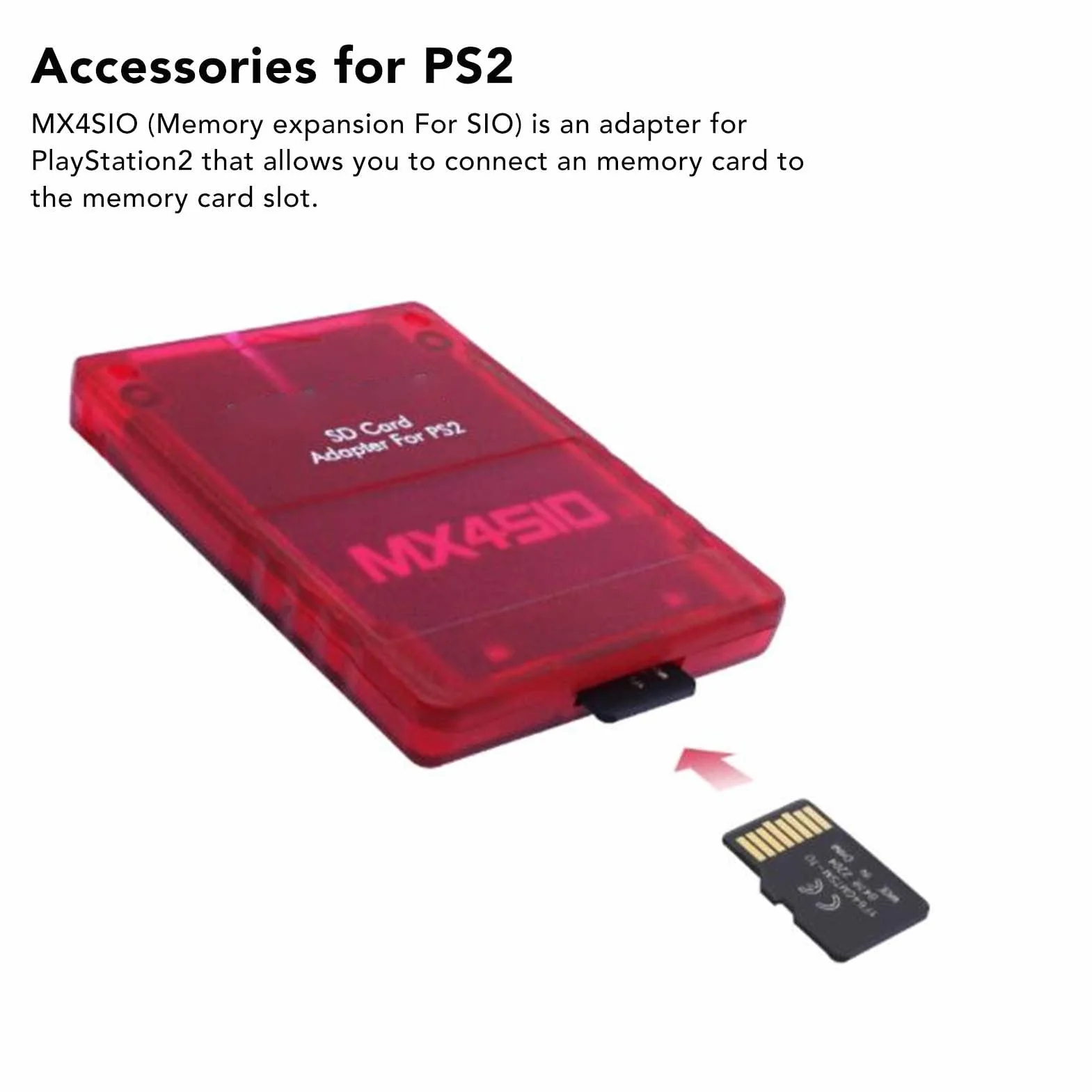 Adapter Czytnika Kart PS2 MX4SIO SIO2SD, Ręcznie Wykonany Stabilny Zamiennik Adaptera Kart MX4SIO TF dla PS2(Czerwony)