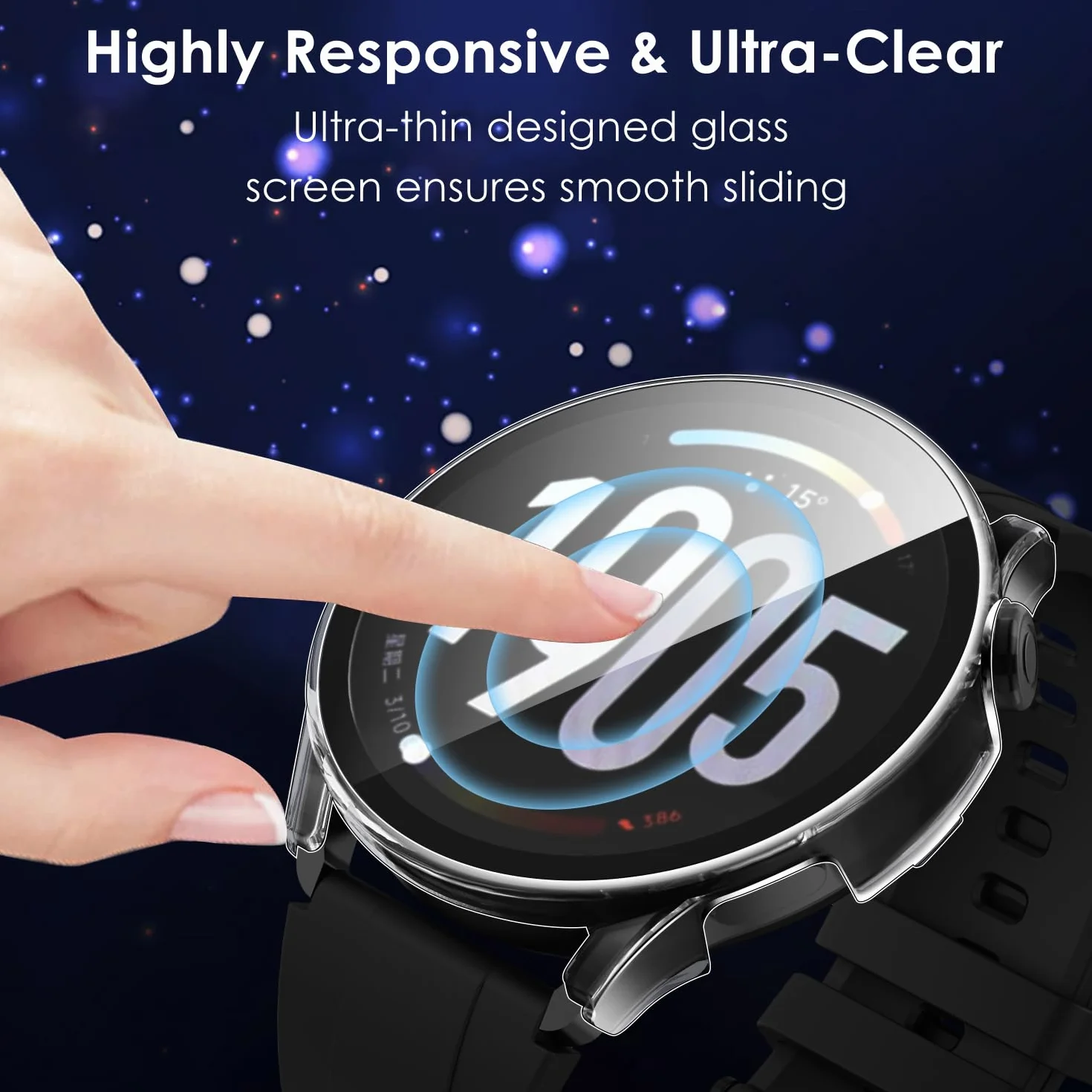 ivoler 3 szt. Etui Hard PC + Szkło Ochronne dla Xiaomi Watch S5 46mm, Pełne Pokrycie, 2 Przezroczyste + 1 Czarny