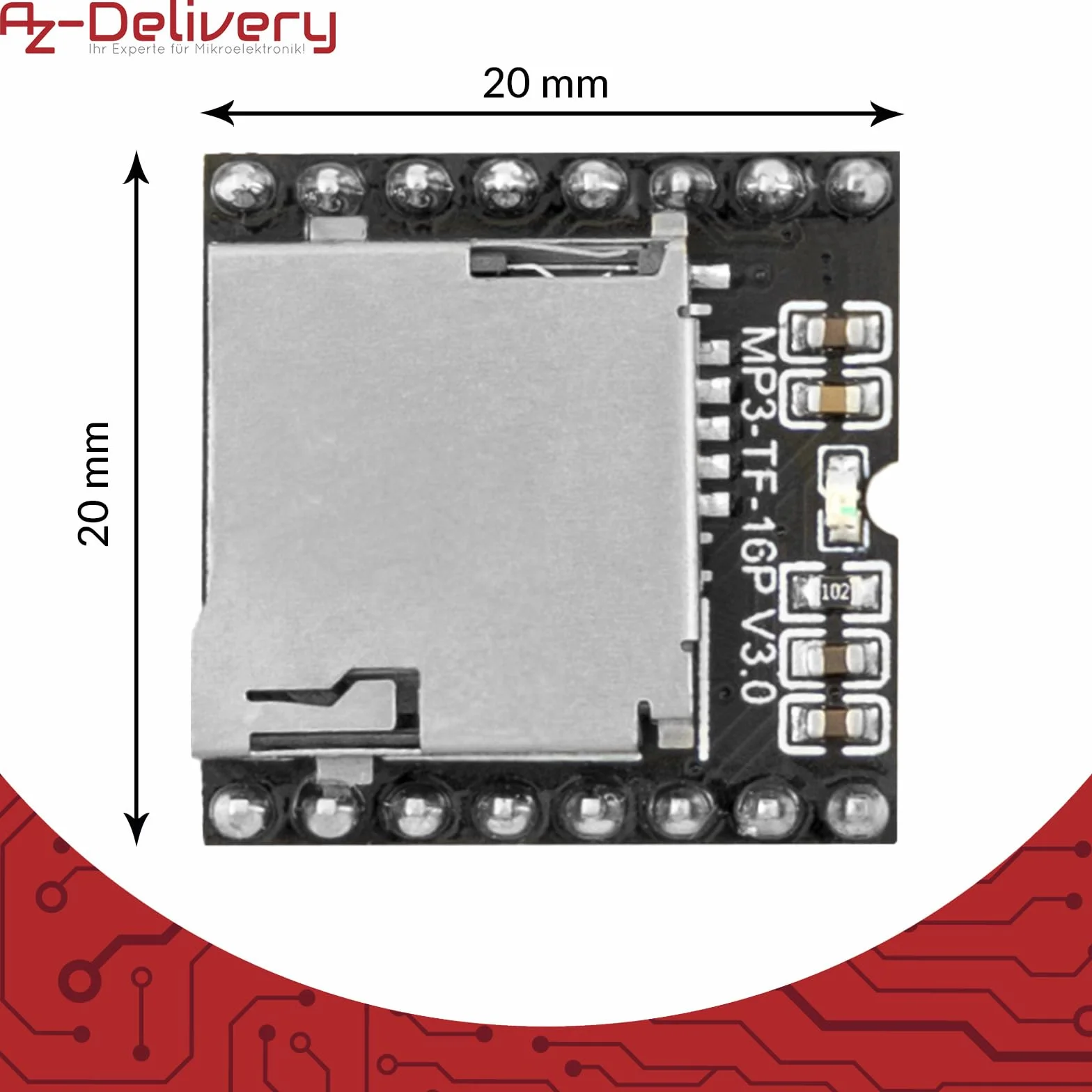 AZDelivery 3 x Mini MP3 Player Master Module kompatybilny z Arduino