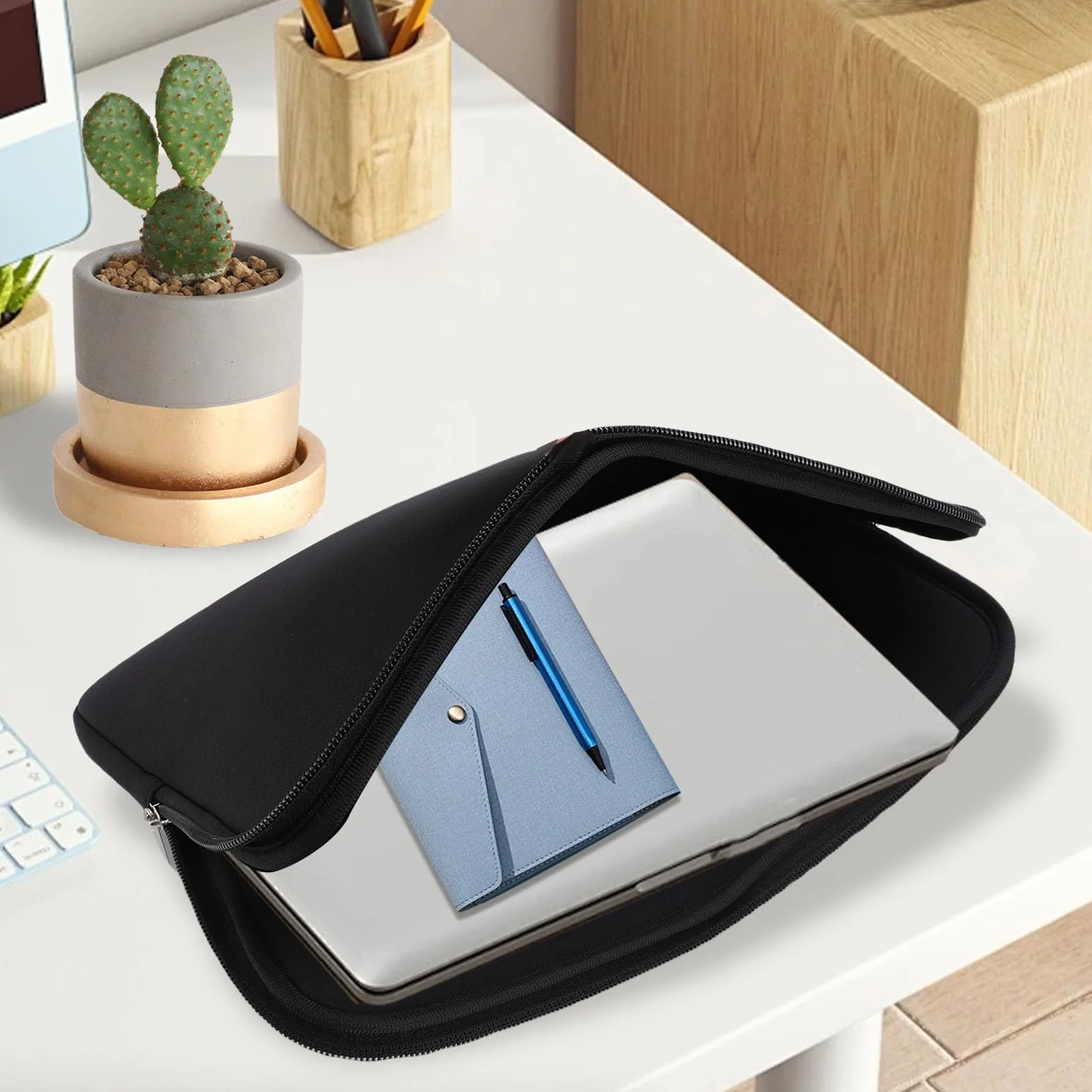 Torba na Tablet Premium z Pianki Neoprenowej z Miękkim Zamkiem Błyskawicznym, Torba Podróżna na Tablet z wodoodporną funkcją do Ochrony urządzeń Elektronicznych - Czarna (13 cali)