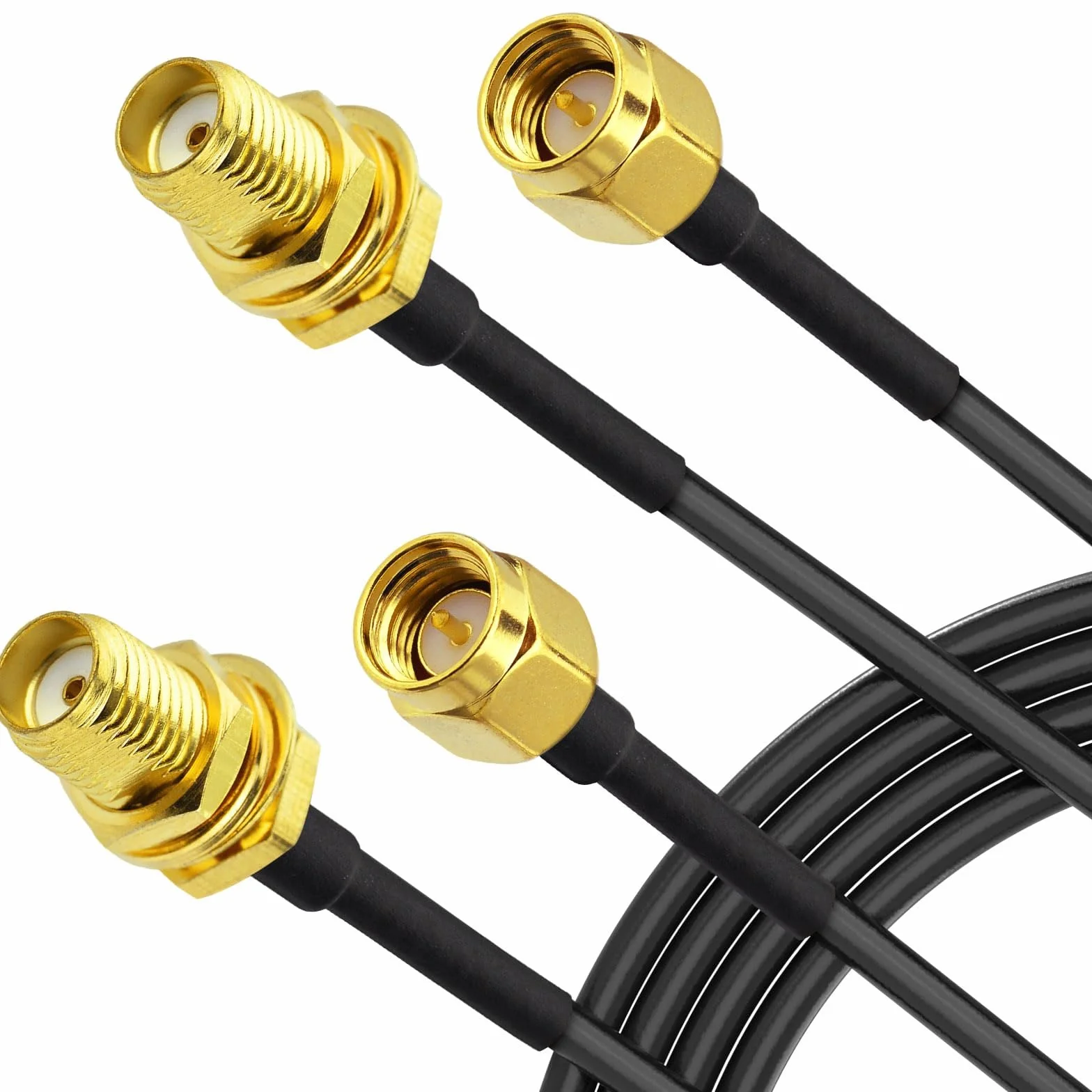 Superbat Przedłużacz anteny Wi-Fi, 1 m (2 sztuki) wtyczka SMA do gniazda SMA, kabel o niskiej stratności RG174, kabel koncentryczny do 4G LTE, modemu 5G, routera, anteny WiFi, radia Ham, GPS/WiFi/SDR