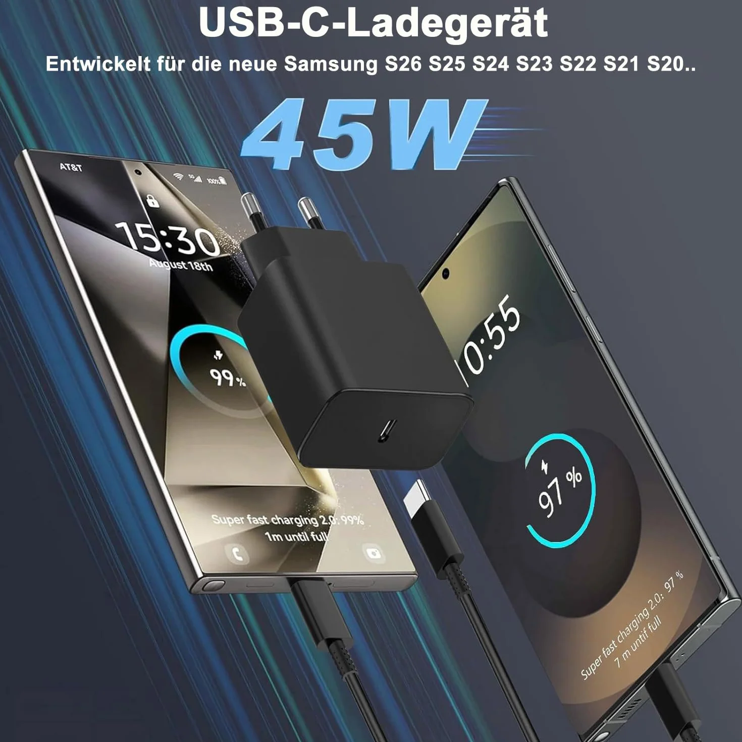 Ładowarka 45 W Samsung Galaxy S26 S25 S24 S23 FE A56 A55 A54 A16 Galaxy Z Note Tab S8 S9 Super Fast Charger USB-C