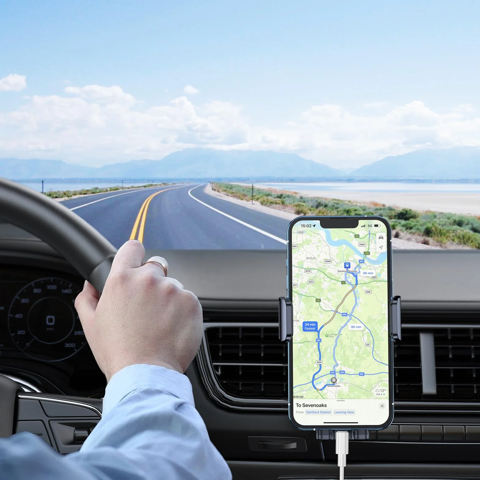 Blukar Wsparcie Mobile Samochód, Wsparcie Telefon Powietrza Samochodu Wentylacja z 2023 Upgraded Klip Stabilny&360° Obrót, Zwolnienie Jeden Przycisk Uchwyt Mobile Samochodu dla Smartphone/GPS