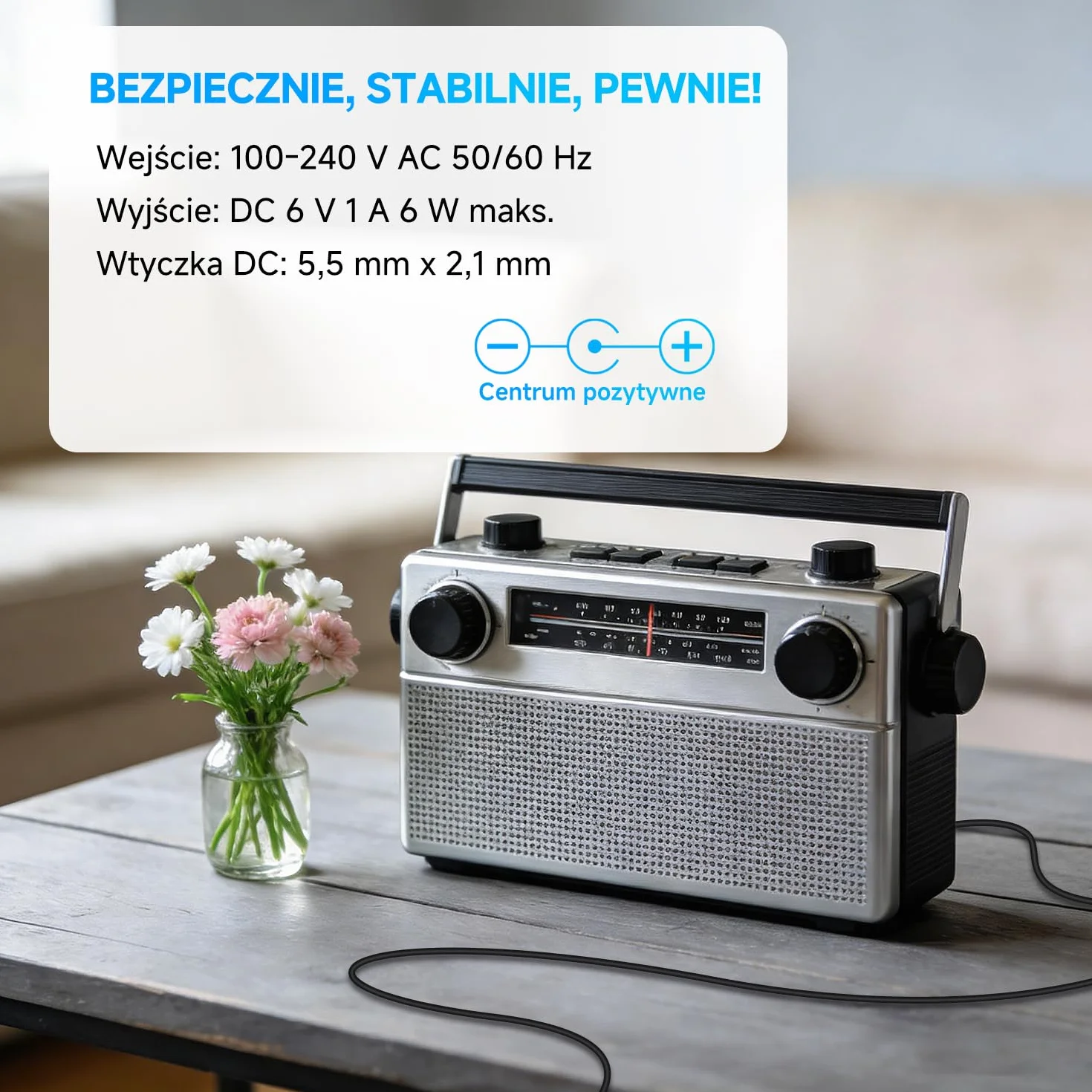 Zasilacz 6 V 1 A/1000 mA o długości 1,8 m, AC 100–240 V do DC 6 V 1 A 6 W, zasilacz do ciśnieniomierzy, wag elektronicznych i innych urządzeń, certyfikat CE
