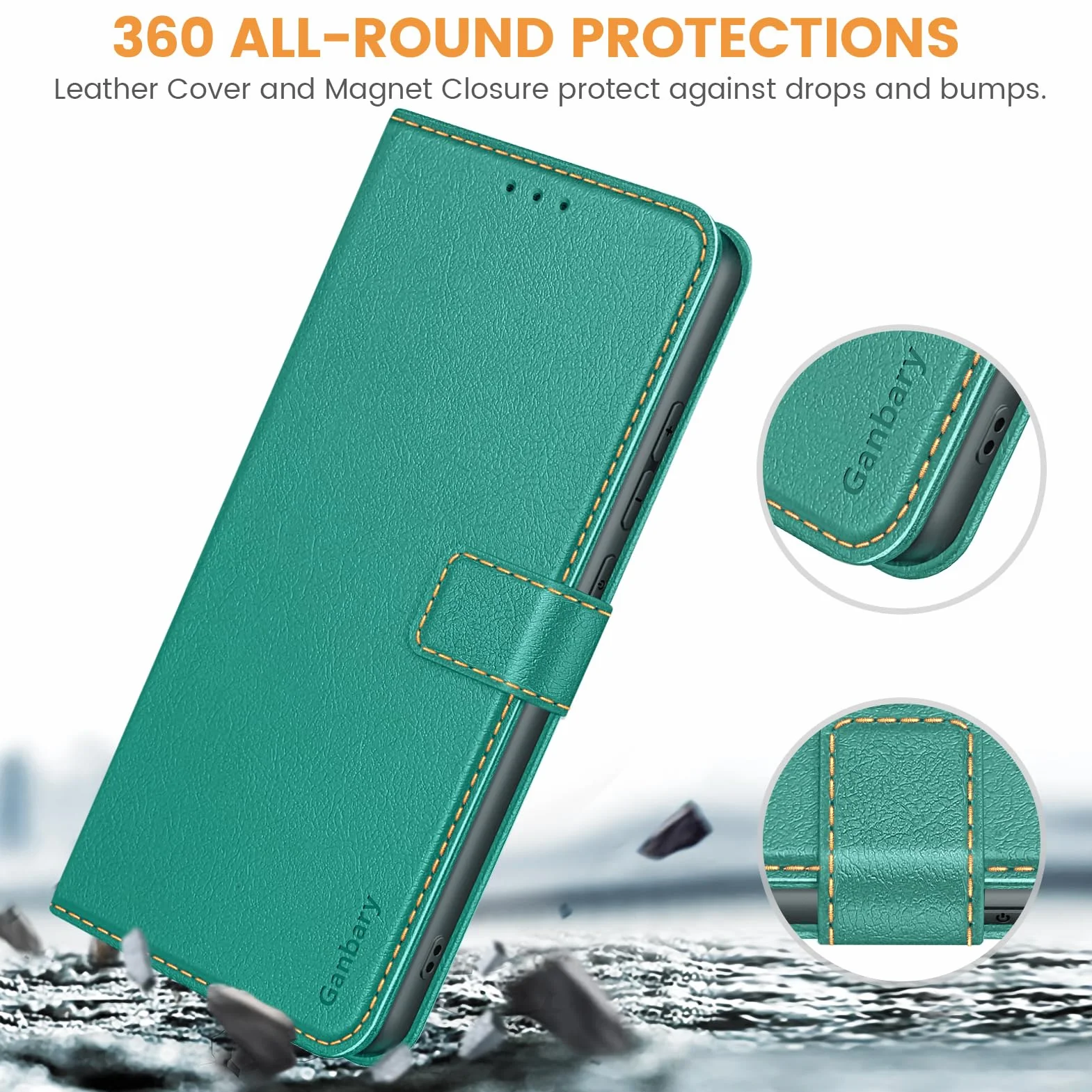 Etui kompatybilne z Honor Magic 8 Lite, skórzane etui z klapką, turkusowe