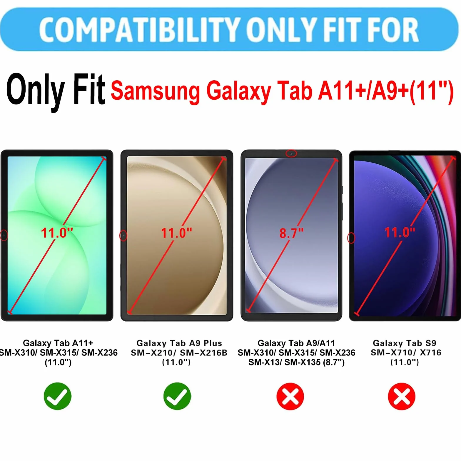 Xunylyeee 2-Pak, Ochraniacz Ekranu dla Samsung Galaxy Tab A11 Plus/A11+ A9 Plus/A9+ 11 Cali Szkło Hartowanego