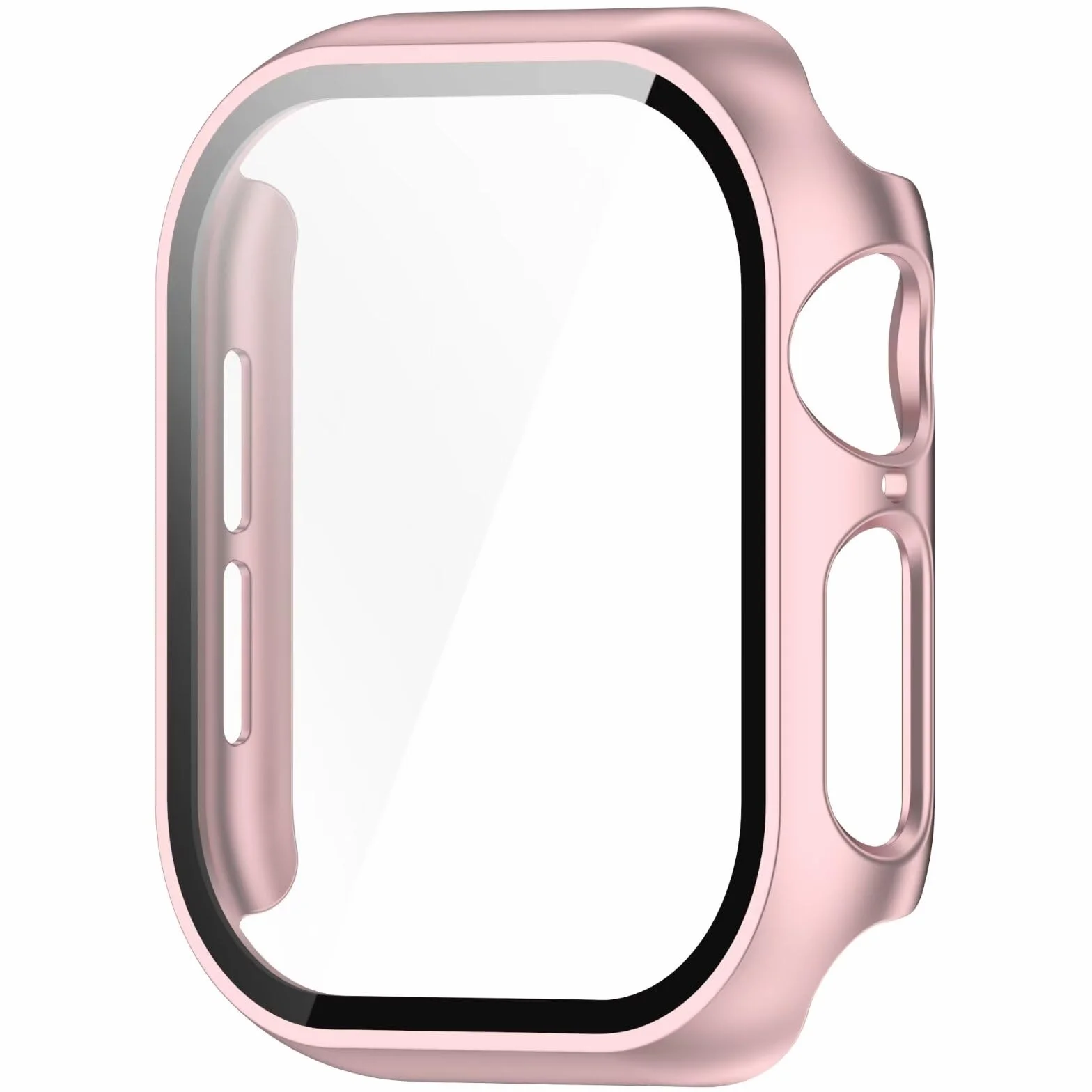 Etui kompatybilne z Apple Watch Series 10 42 mm, PC + folia hartowana, odporne na zarysowania, różowe złoto