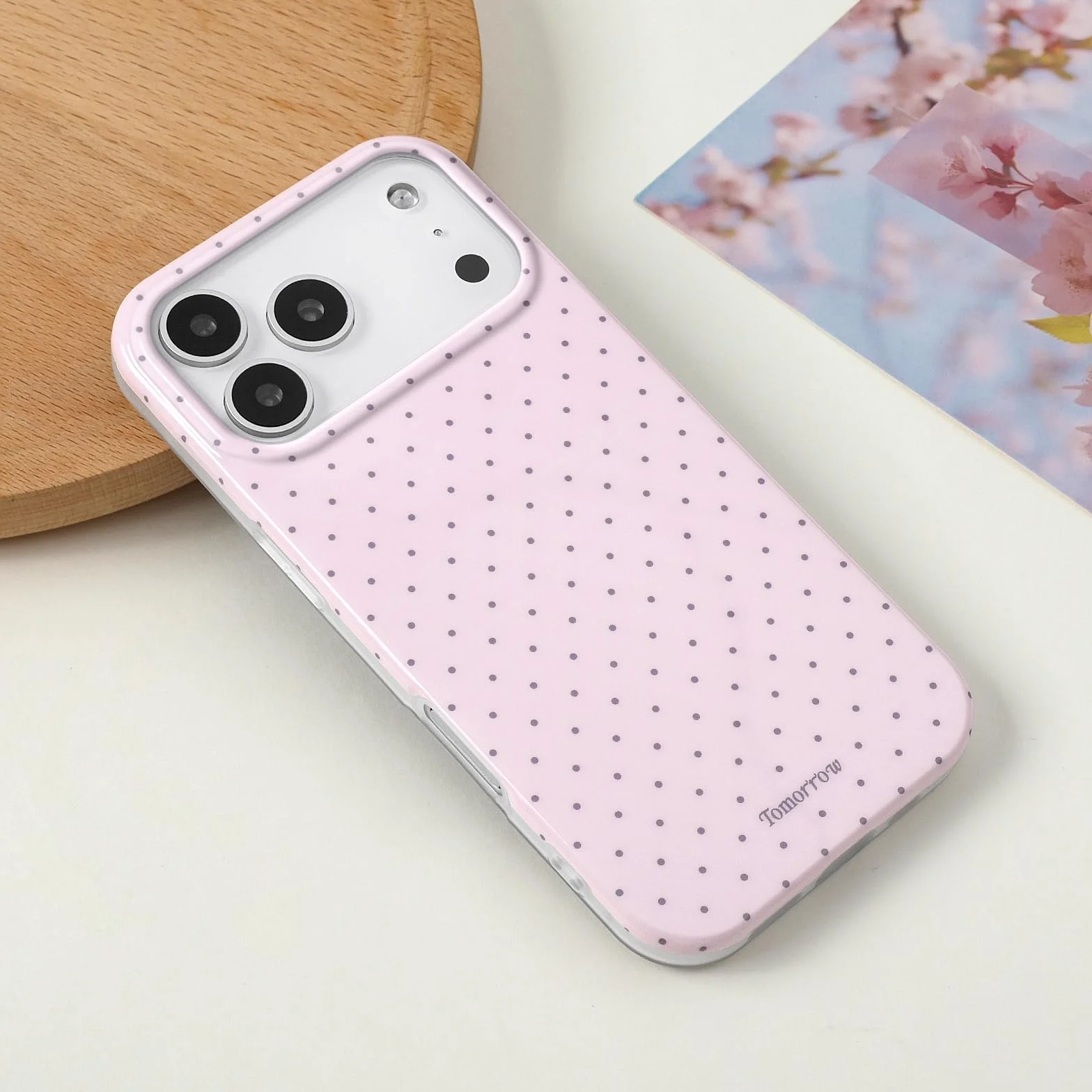 Etui na iPhone 17 Pro Max TPU różowe z wzorem w kropki
