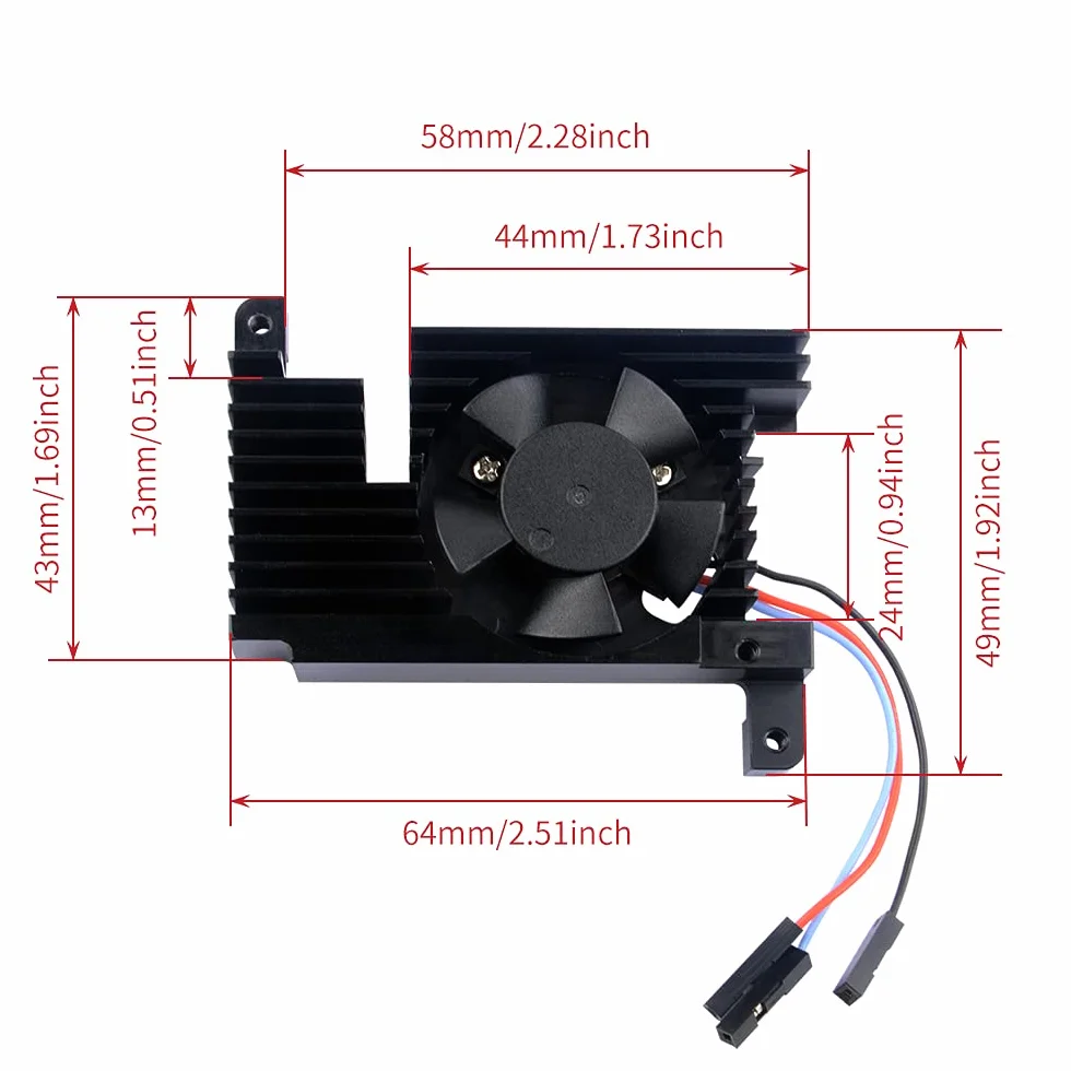 GeeekPi Raspberry Pi 4 Armor Lite radiator z wentylatorem PWM, Raspberry Pi aluminiowy radiator, zestaw chłodzący do Raspberry Pi 4, model B