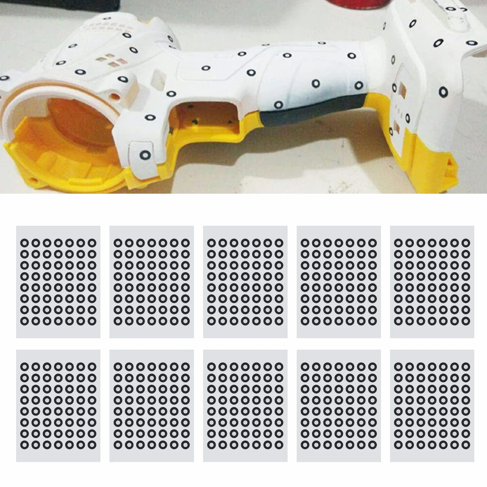 10 Arkuszy 560 szt. Markery do Skanowania 3D Kropki, Znaczniki Odblaskowe 3mm do Skanera 3D, Znaczniki Odbicia Rozproszonego do Inżynierii Odwrotnej