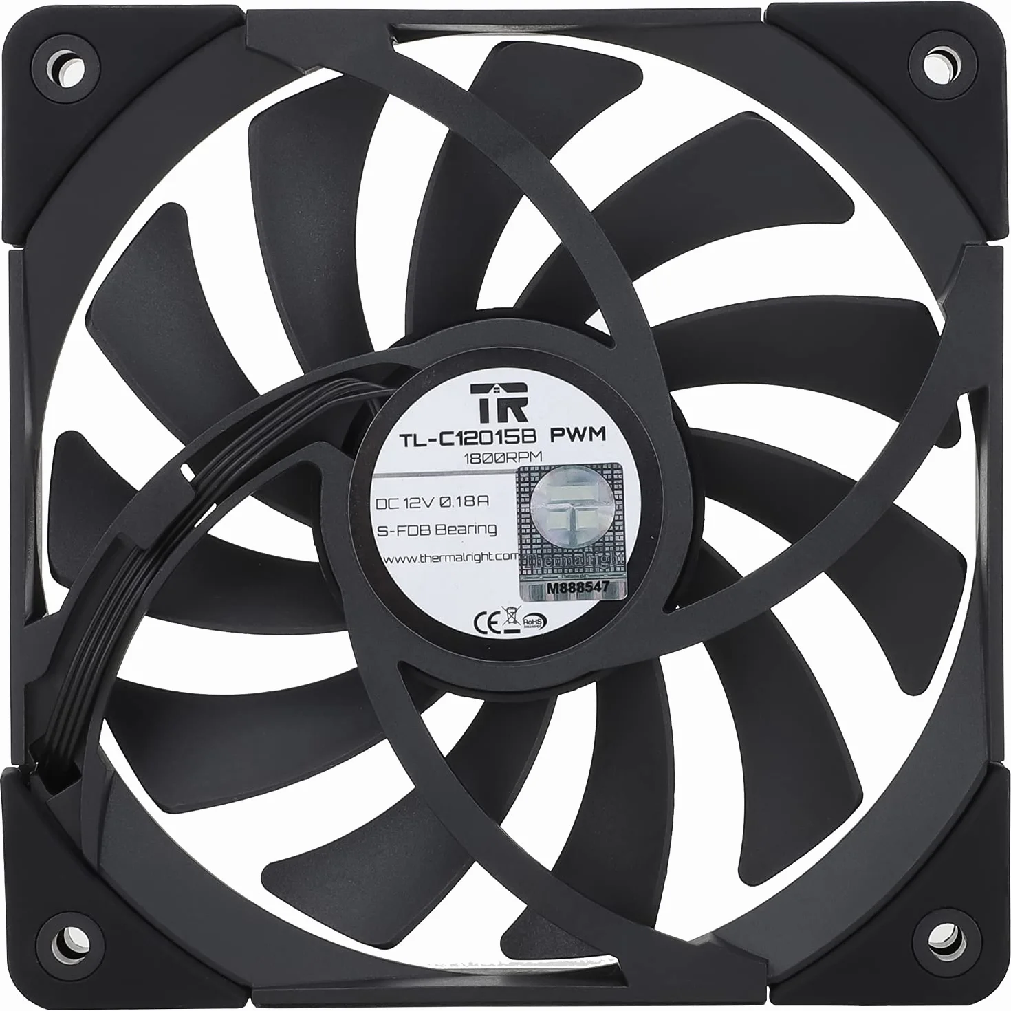 Thermalright C12015B Wentylator obudowy komputera 120 mm 15 mm 4-pin PWM cichy czarny