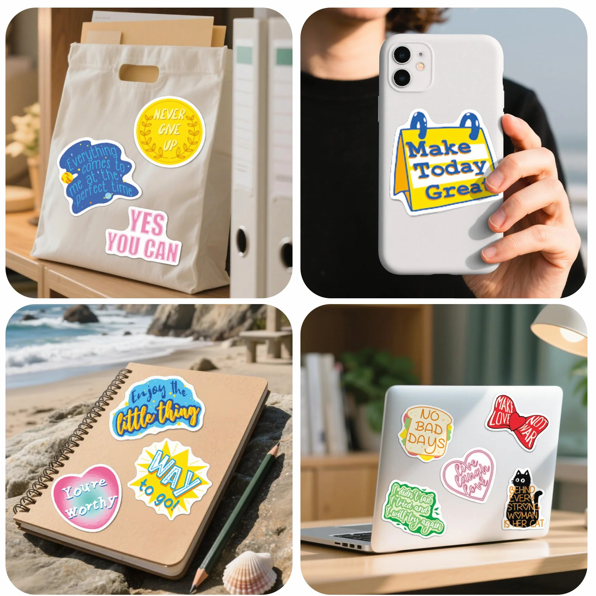 100 sztuk naklejek motywacyjnych z sentencjami, pozytywne afirmacje, inspirujące naklejki motywacyjne, wodoodporne, winylowe, zestaw naklejek na laptopa, do scrapbookingu, dziennika, deskorolki