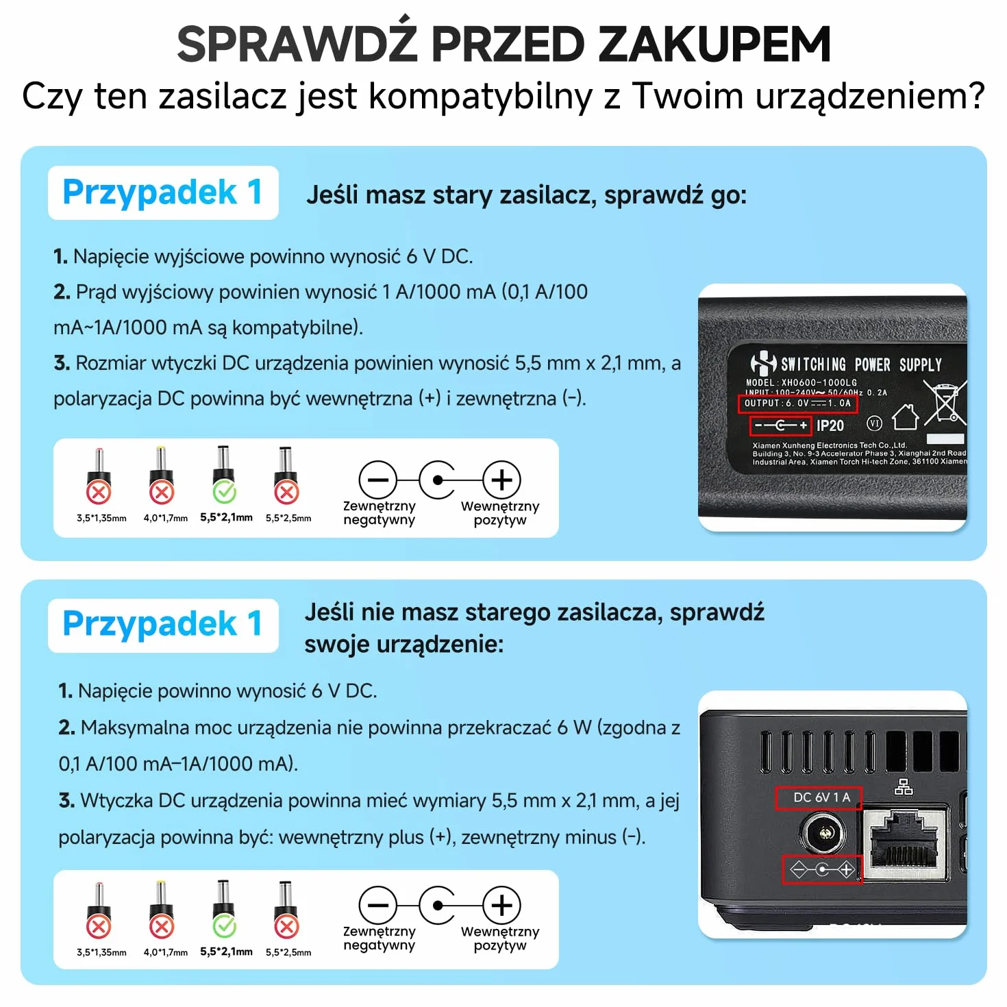 Zasilacz 6 V 1 A/1000 mA o długości 1,8 m, AC 100–240 V do DC 6 V 1 A 6 W, zasilacz do ciśnieniomierzy, wag elektronicznych i innych urządzeń, certyfikat CE