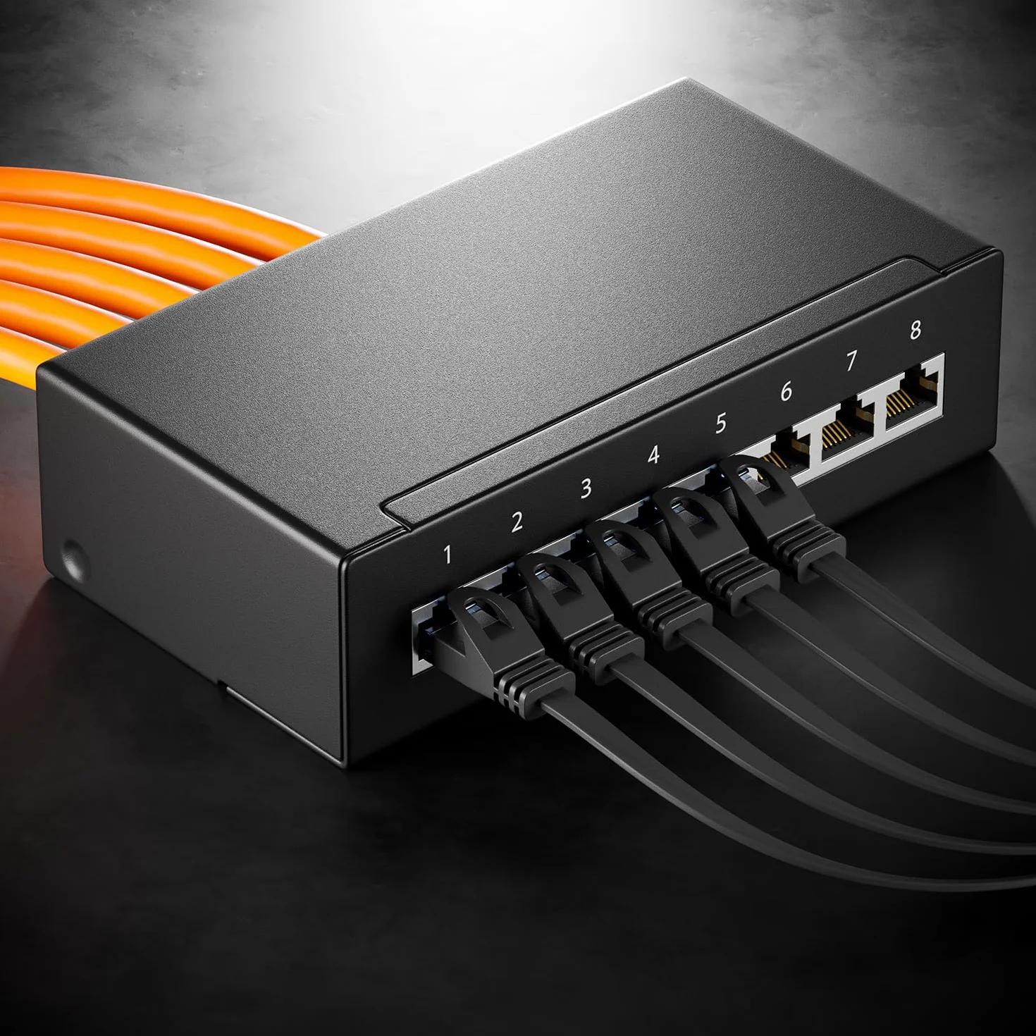 deleyCON 10x 0,25m CAT6 Płaski Kabel Sieciowy 1000 Mbit Gigabit LAN - Cat 6 RJ45 Ethernet Patchkabel Cienki Przewód Instalacyjny Płaski - do Internet Switch Router Modem Patchpanel - Czarny