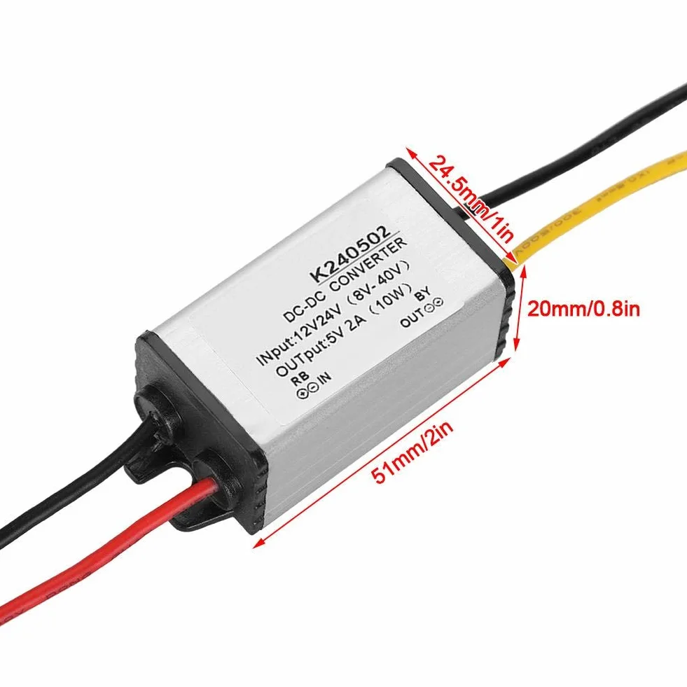 Converter Modul, opakowanie DC 12 V / 24 V do 5 V 2 A przetwornica wsteczna zasilacz moduł transformatora