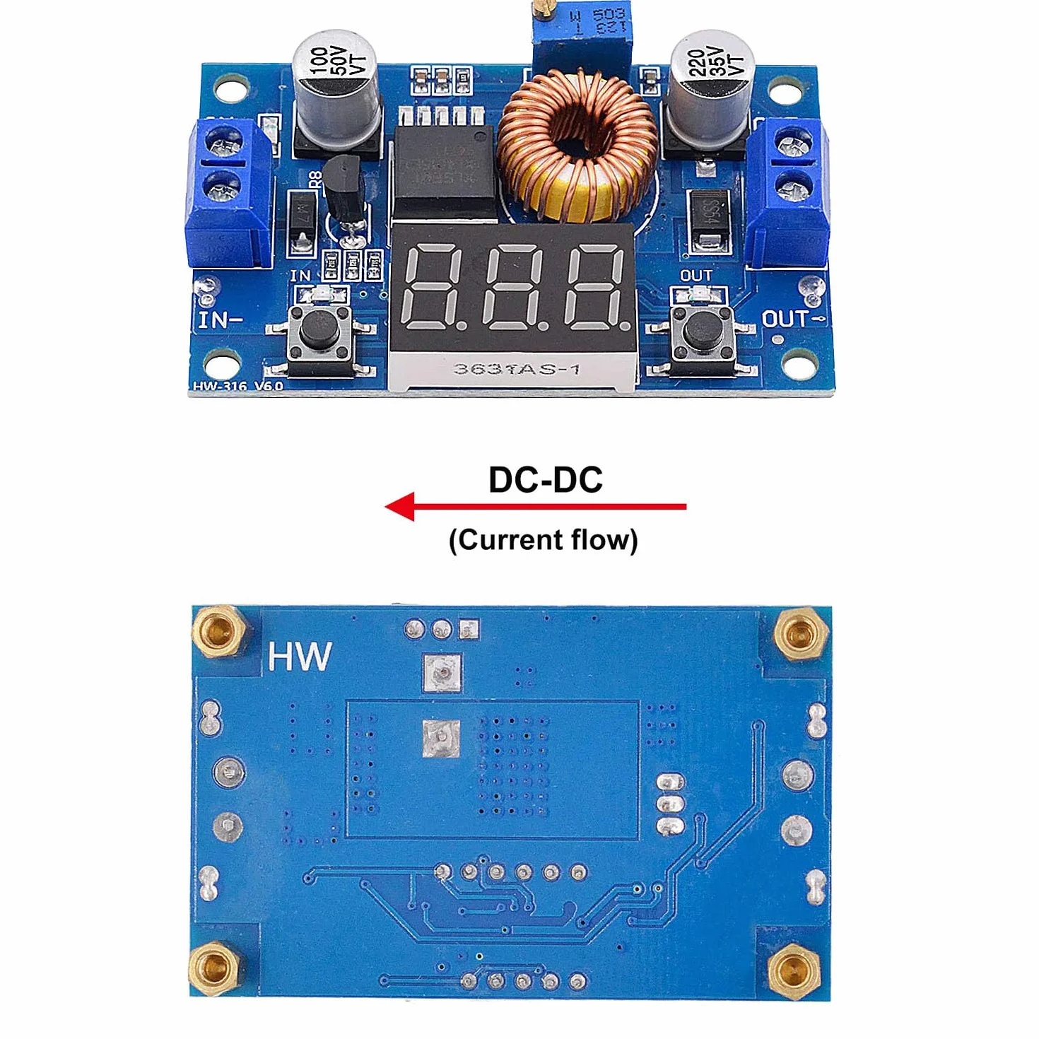 RUNCCI-YUN DC-DC 5 A Step Down zasilacz sieciowy, 4-38 V do 1,25-36 V regulator napięcia z woltomierzem LED do samodzielnego montażu Arduino XL4015