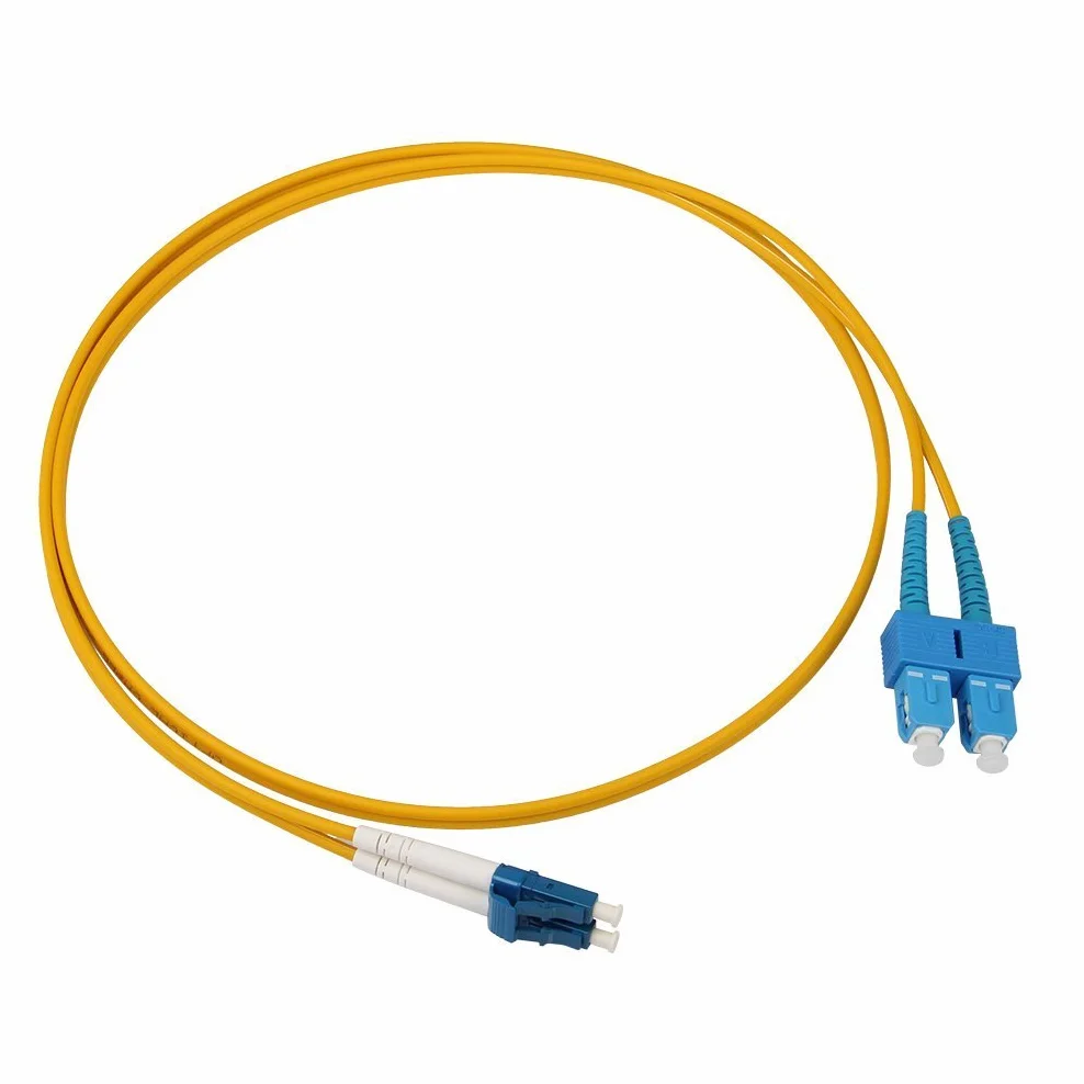 H!Fiber.com OS2 LC do SC Duplex kabel światłowodowy, LWL, SMF Jumper, 2 metry (6,6 stóp)
