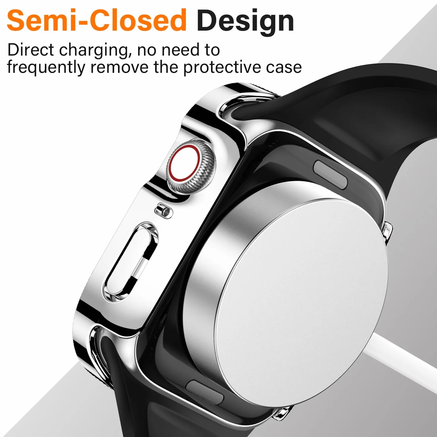 Amizee 2-pak etui kompatybilne z Apple Watch 44 mm serii 6/5/4/SE z wbudowaną osłoną ekranu, twarda obudowa ochronna z PC, ultracienka, odporna na zarysowania, do iWatch 44 mm (srebrna/przezroczysta)