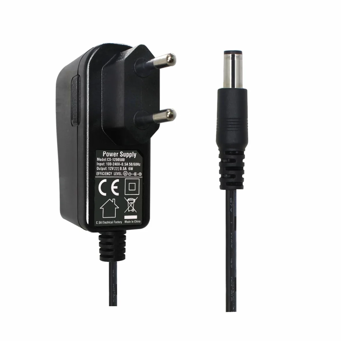 Zasilacz AC na DC 12 V, 0,5 A, złącze 5,5 mm x 2,1 mm do kamery CCTV DVR taśmy LED