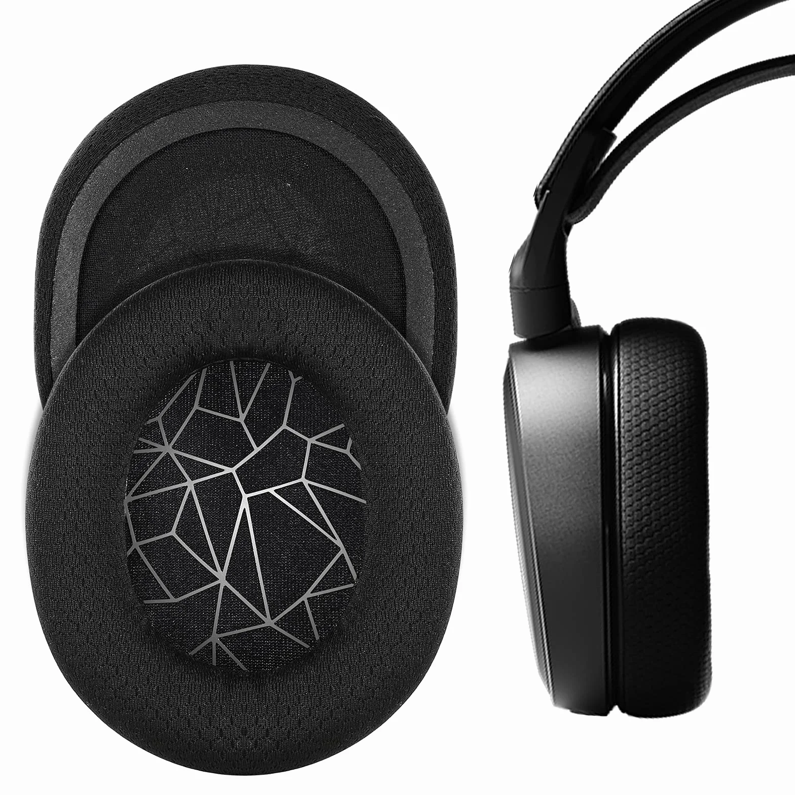 Yizhet 1 para wymiennych nauszników kompatybilnych ze SteelSeries Arctis 3 5 7 9X Pro słuchawkam, kolor srebrny