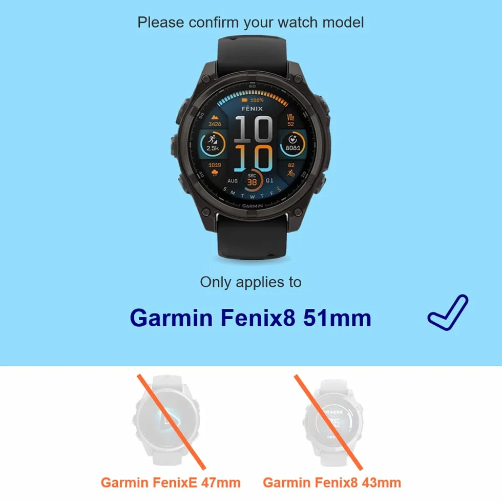 iDaPro [4 szt. ochraniaczy ekranu do Garmin Fenix 8 AMOLED 51 mm / Fenix 8 Solar 51 mm + [4 szt.] silikonowe zatyczki przeciwpyłowe, szkło hartowane, twardość 9H, odporne na zarysowania, odporne na