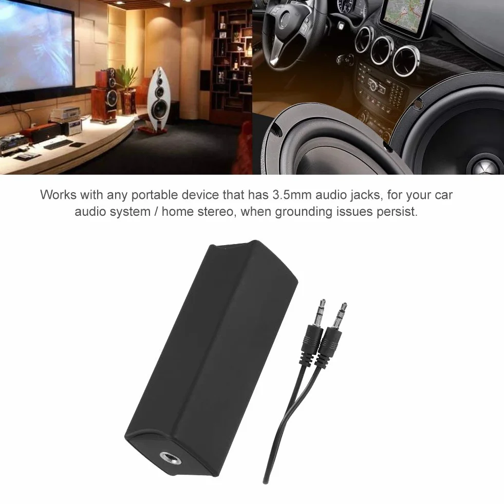Kafuty 3,5 mm filtr szumów audio, przenośny izolator szumów z pętlą uziemienia, odpowiedni do domowego stereo/samochodowego systemu audio