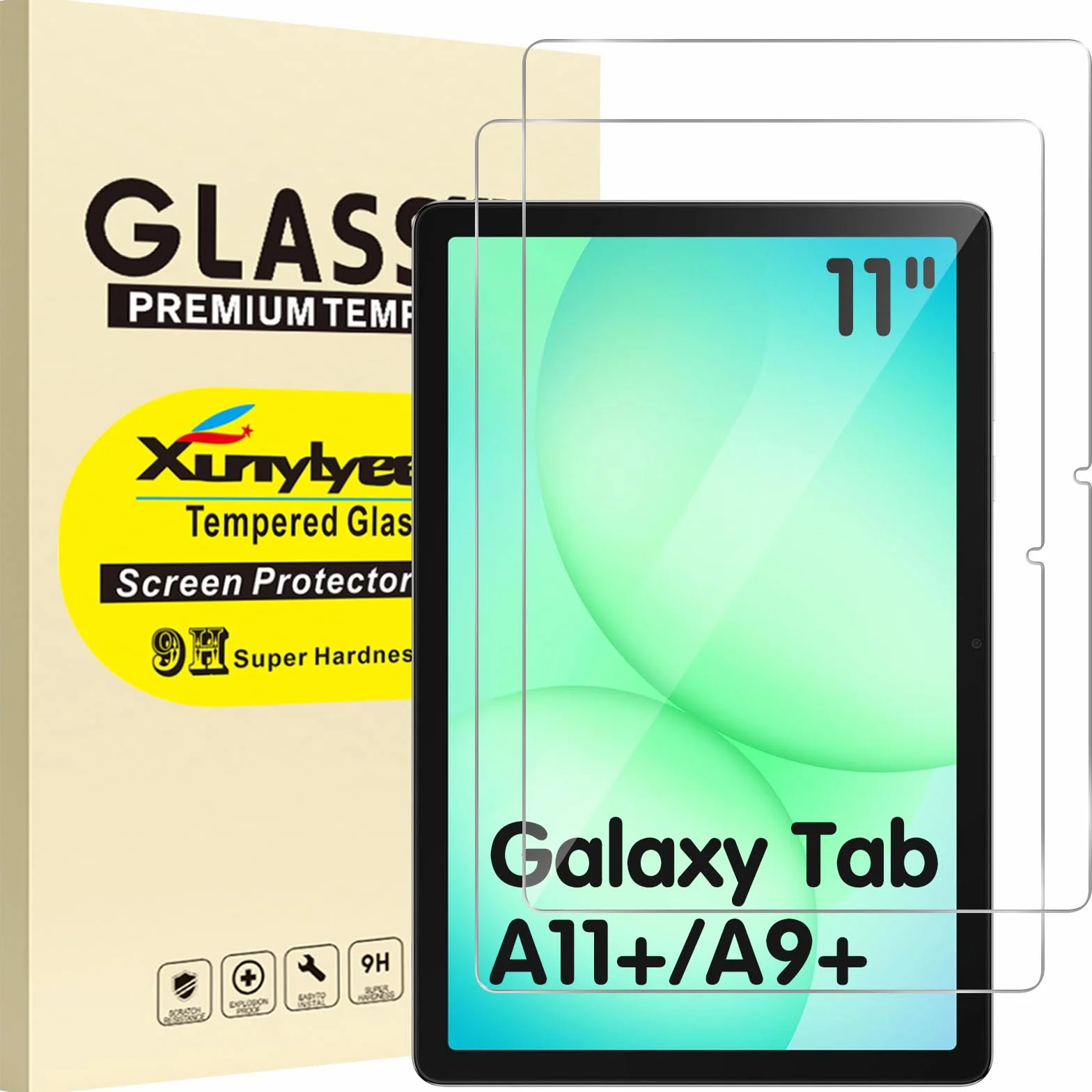 Xunylyeee 2-Pak, Ochraniacz Ekranu dla Samsung Galaxy Tab A11 Plus/A11+ A9 Plus/A9+ 11 Cali Szkło Hartowanego