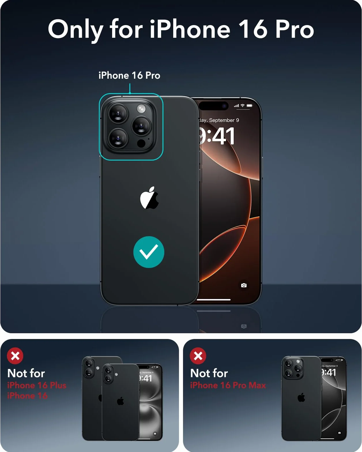 ESR 3-pak dla iPhone'a 16 Pro, twardość 9H, nietłukąca się folia ze szkła hartowanego z nieskazitelnym dopasowaniem