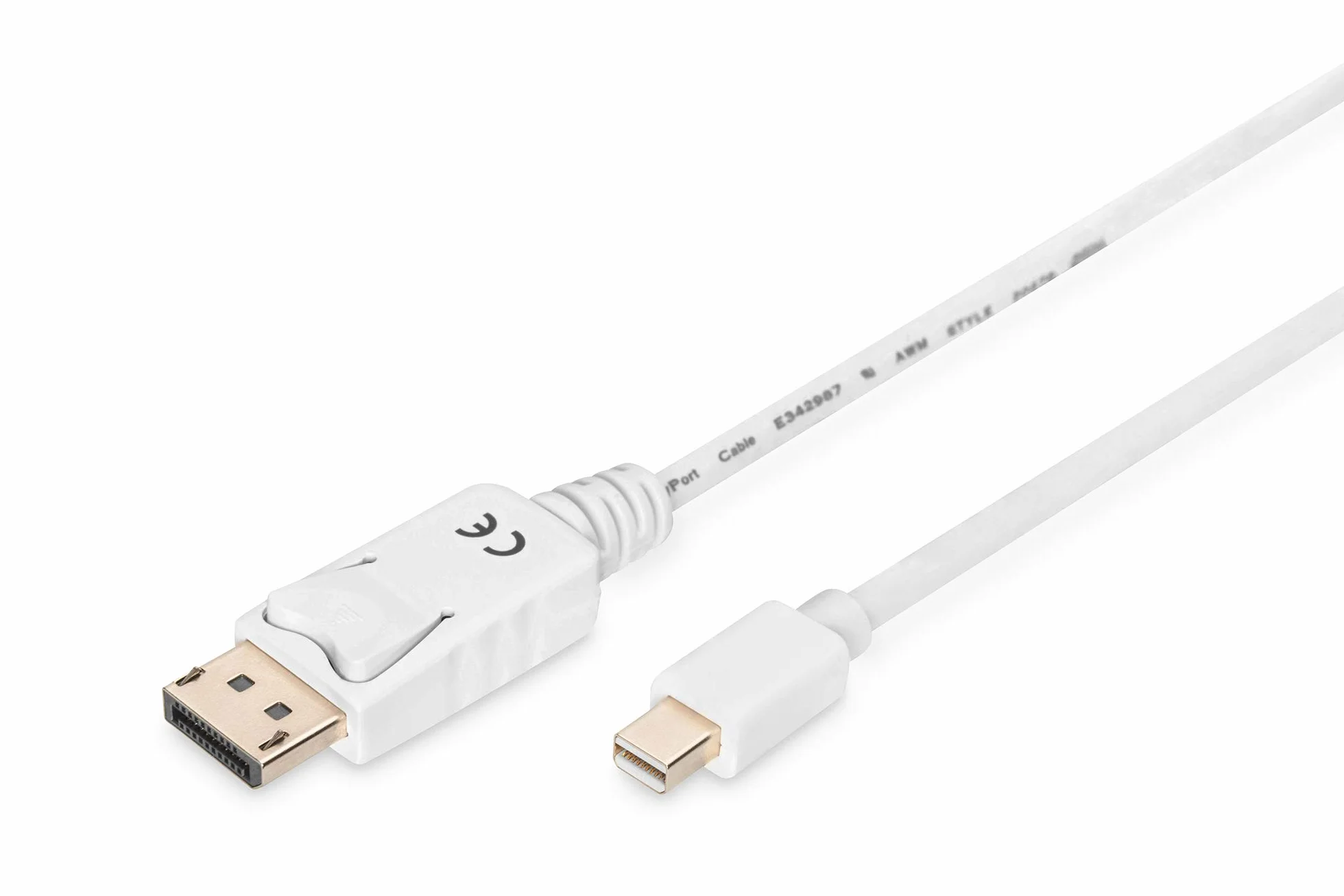 DIGITUS Kabel przejściówka DisplayPort - mini DP do DP - FullHD 1080p/60Hz - 2m - blokada - Displayport 1.1a - Kompatybilny z MacBook, Mac, PC