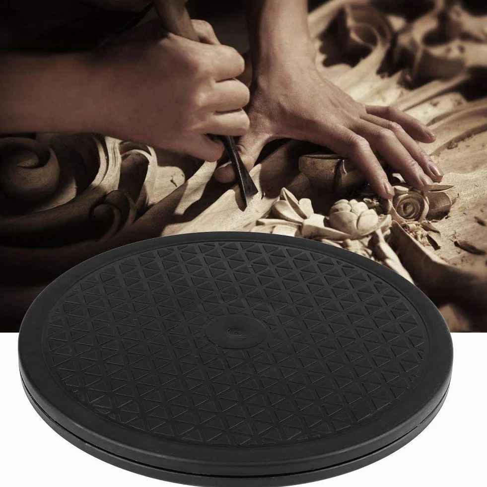 360 ° 10 '' Obrotowa Platforma Modelarstwo Malowanie Natryskowe Stojak Gramofonowy 25cm Czarny Gramofon Obrotowa Podstawa Podstawowa z Rowkami Odpornymi na Zarysowania do Wyświetlania
