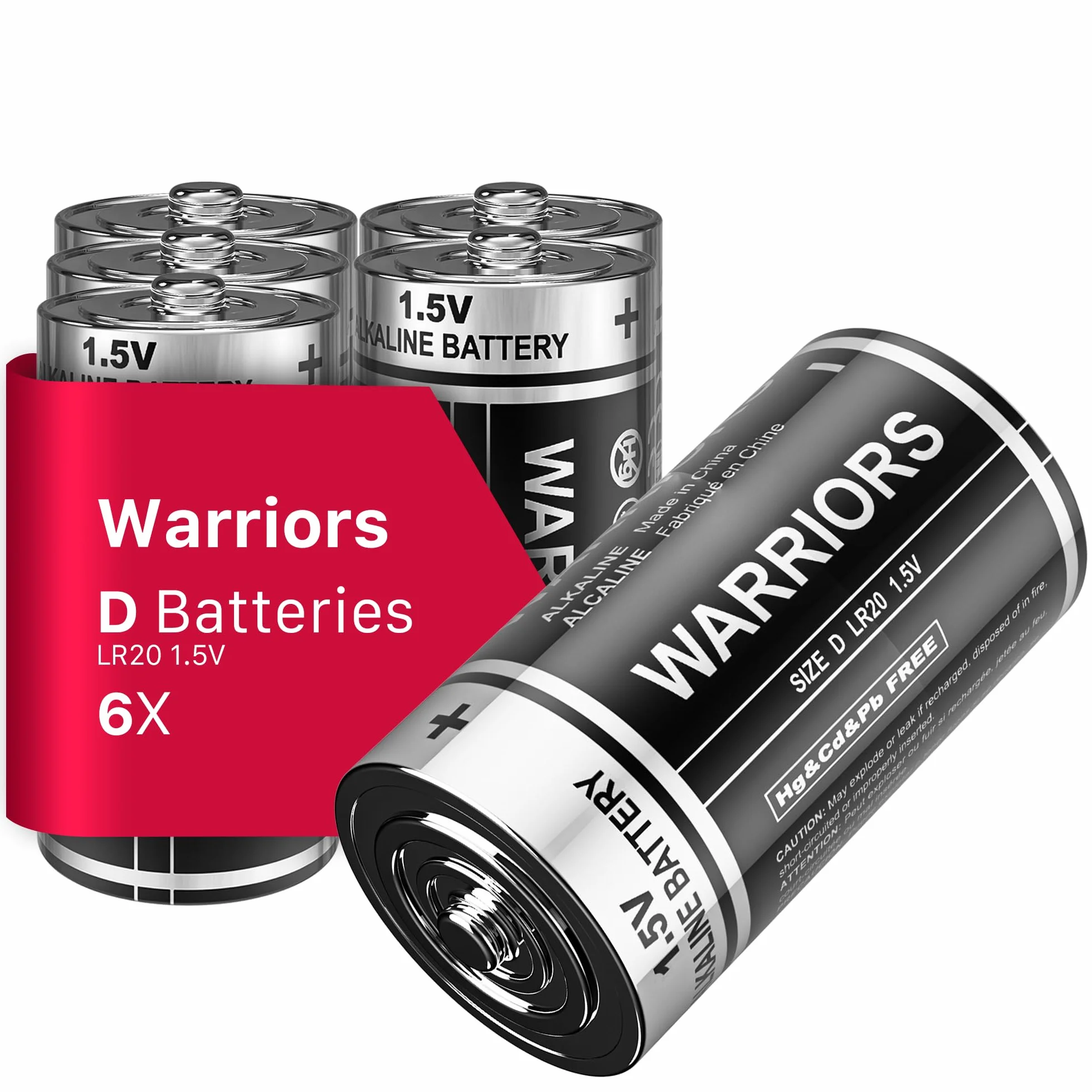 Baterie Warriors D 6X, Baterie Alkaliczne LR20 1.5V, Do 10 lat przydatności, Długotrwała moc do zabawek, latarek, radii i urządzeń domowych