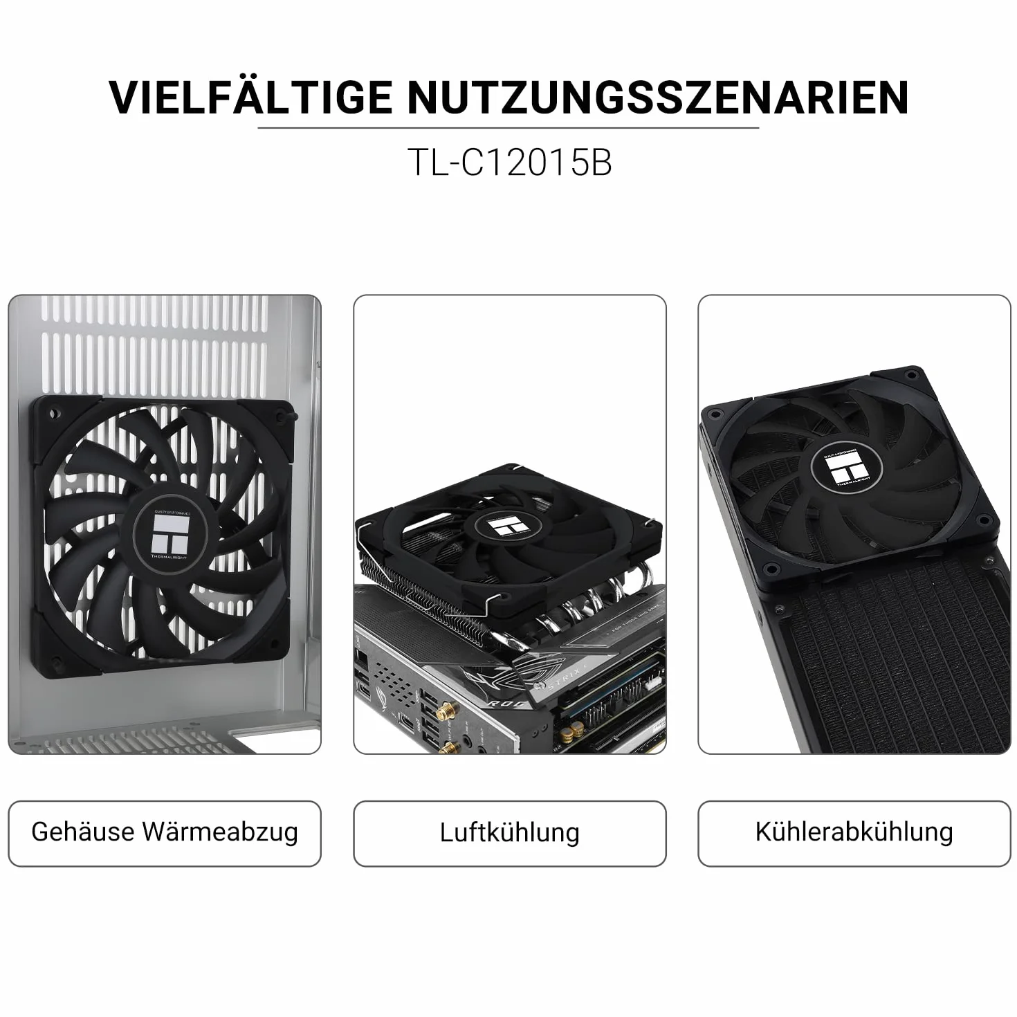 Thermalright C12015B Wentylator obudowy komputera 120 mm 15 mm 4-pin PWM cichy czarny