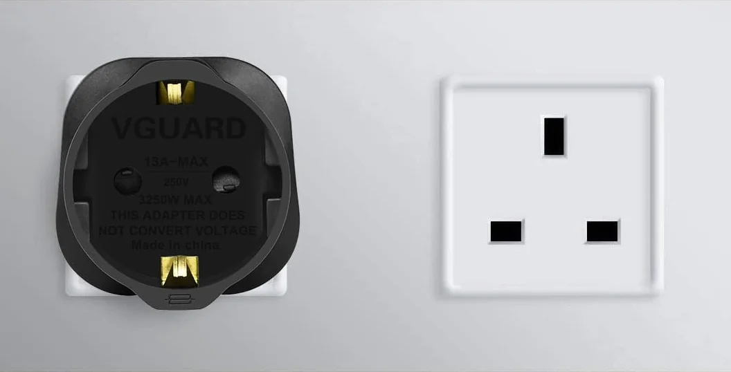 VGUARD Adapter europejski UE na brytyjski 3-pinowy czarny