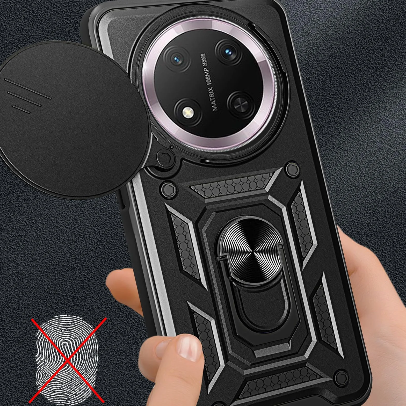 Etui do Honor Magic 7 Lite/X9C/X60 Pro z przesuwaną pokrywą aparatu, silikonowe TPU, czarne
