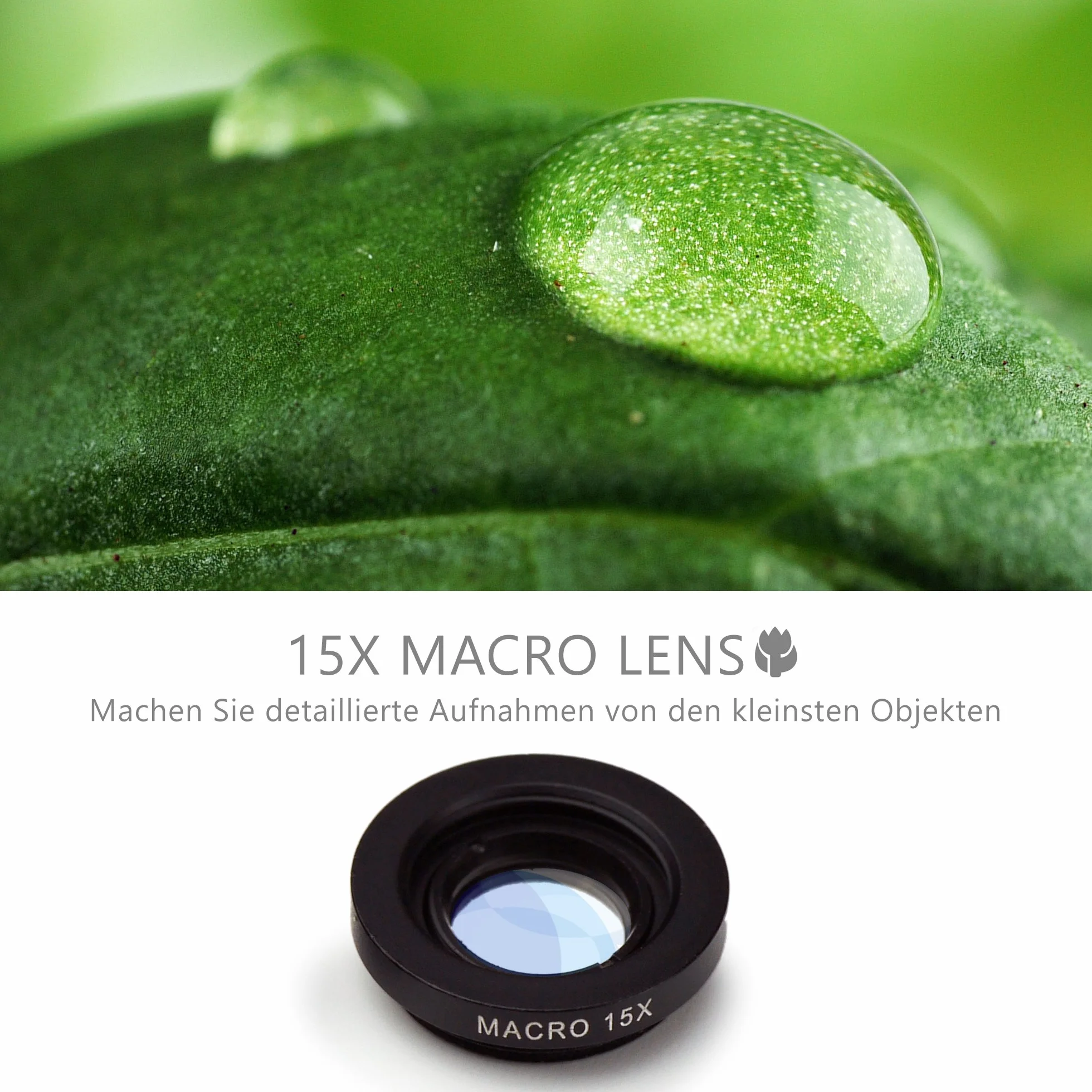 MyGadget Handy Lens Set - 180 ° Fisheye + 0,65x Szeroki kąt + 10x Macro Lens - Zestaw kamer do smartfona i tabletu, w tym iPad, iPhone Samsung