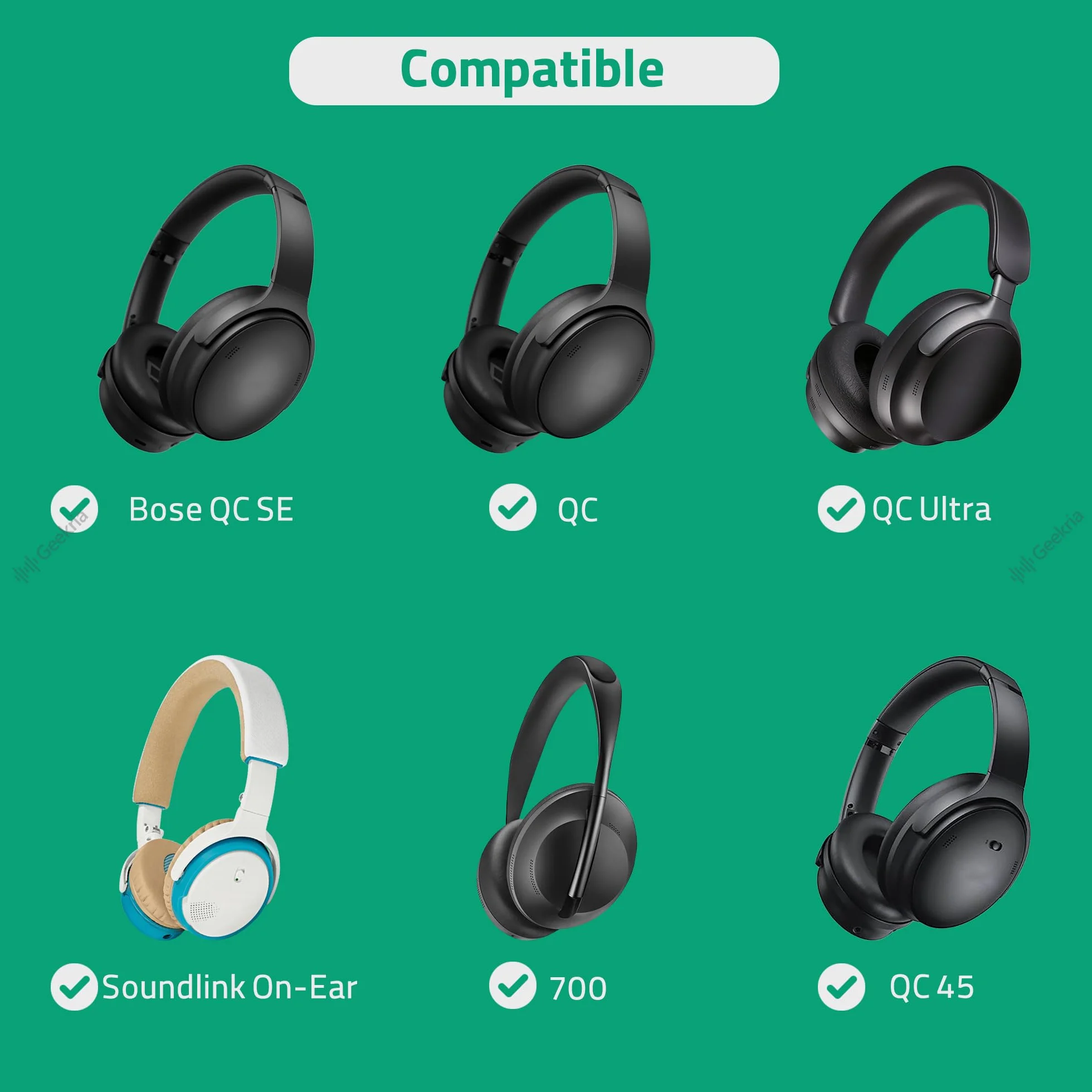 Kabel audio z mikrofonem Geekria kompatybilny z Bose QuietComfort Ultra II/SE/45/35 II, zamienny kabel stereo 3,5 mm na 2,5 mm z mikrofonem (1,2 m)