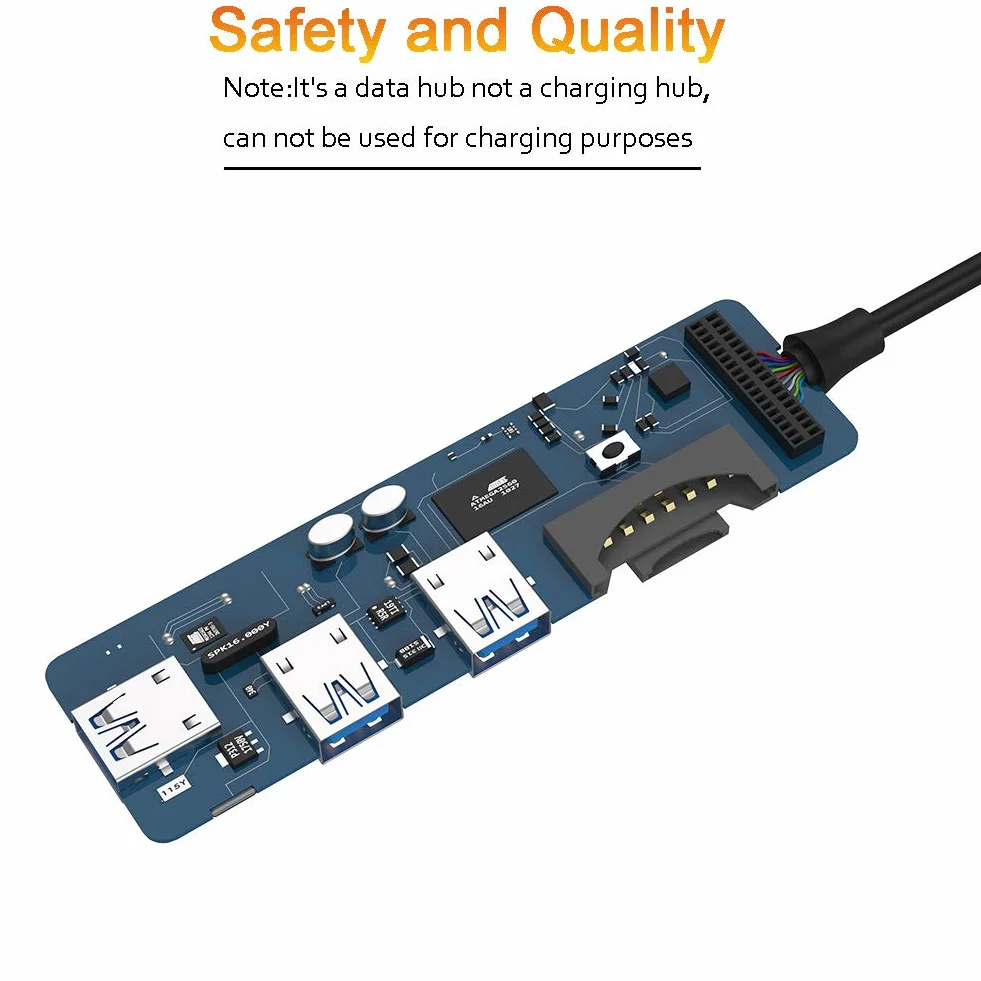 TSUPY Przedłużacz USB Hub 3.0 z Czytnikiem Kart SD/Micro SD - Kabel 120 cm - Czarny