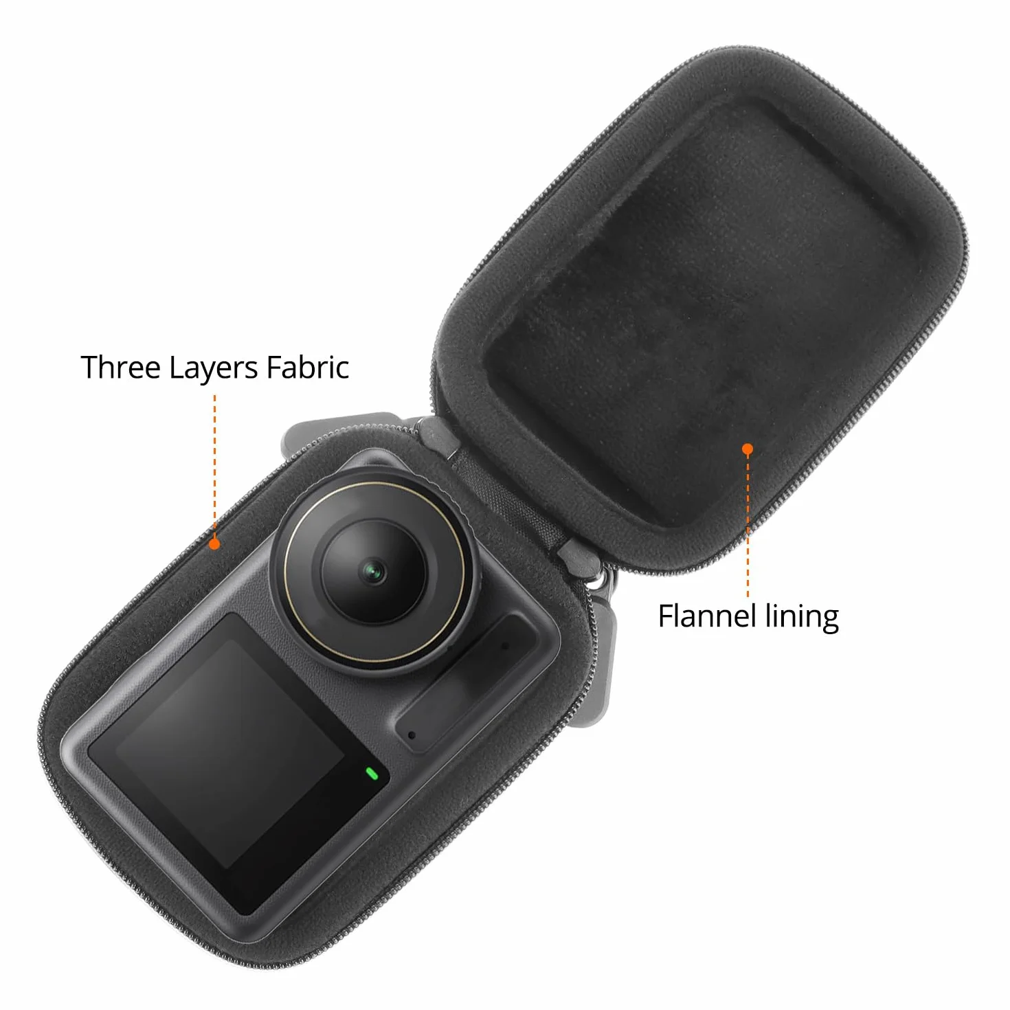 QWORK® Torba na mini kamerę, czarna torba do noszenia kamery, kompatybilna z DJI Action 5 Pro, Action 4, Action 3