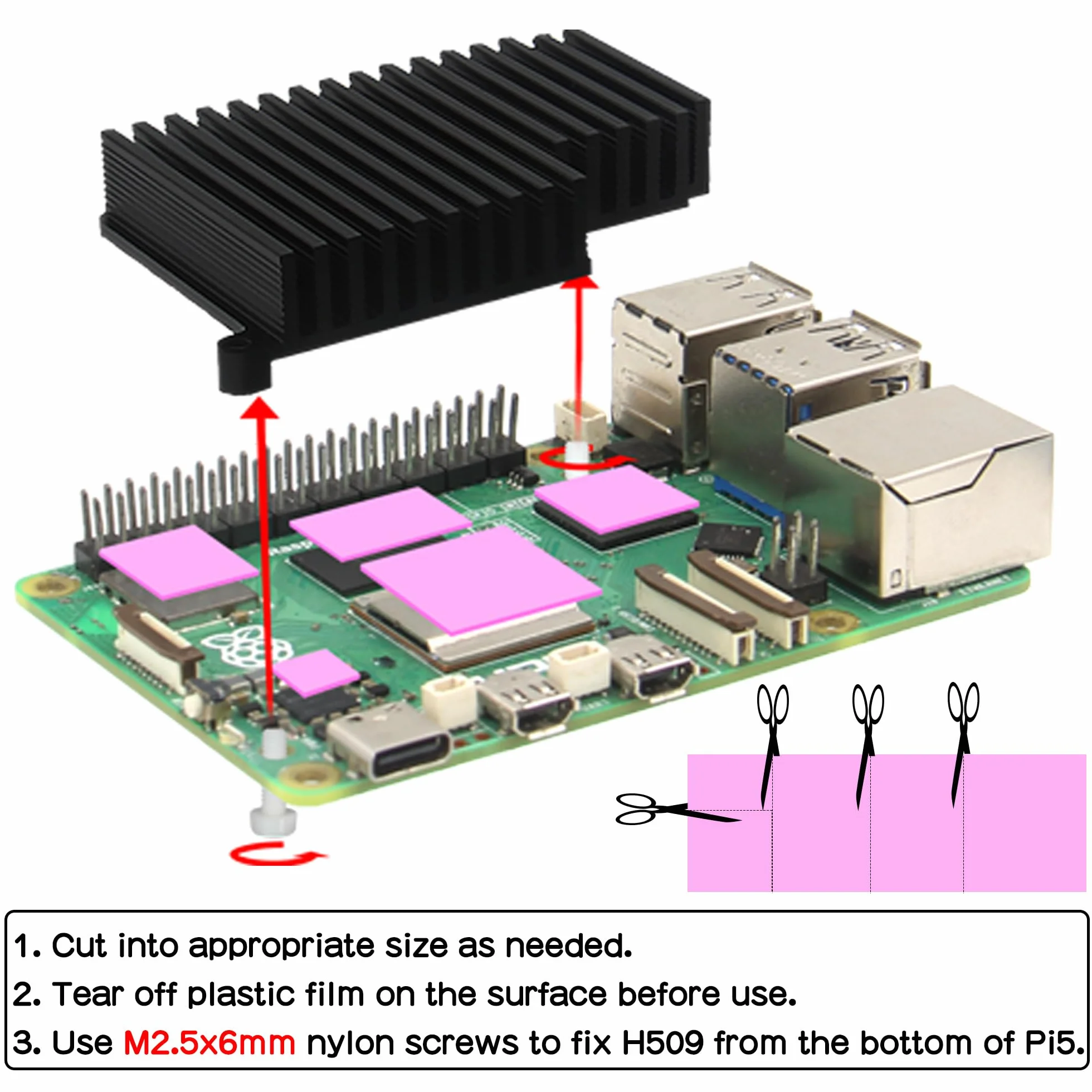 Geekworm Aluminiowy Pasywny Podgrzewacz H509 dla Raspberry Pi 5