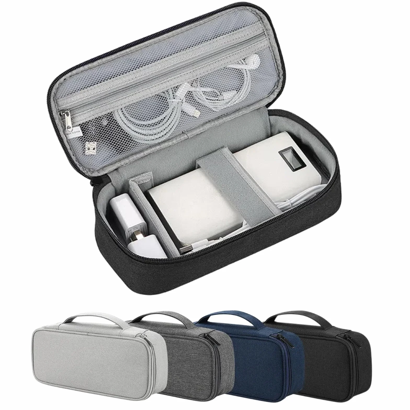 Travel Essentials Tech etui na elektronikę, organizer, etui ze zdejmowanymi przegrodami na ładowarki, kable i akcesoria, przenośne (czarne)