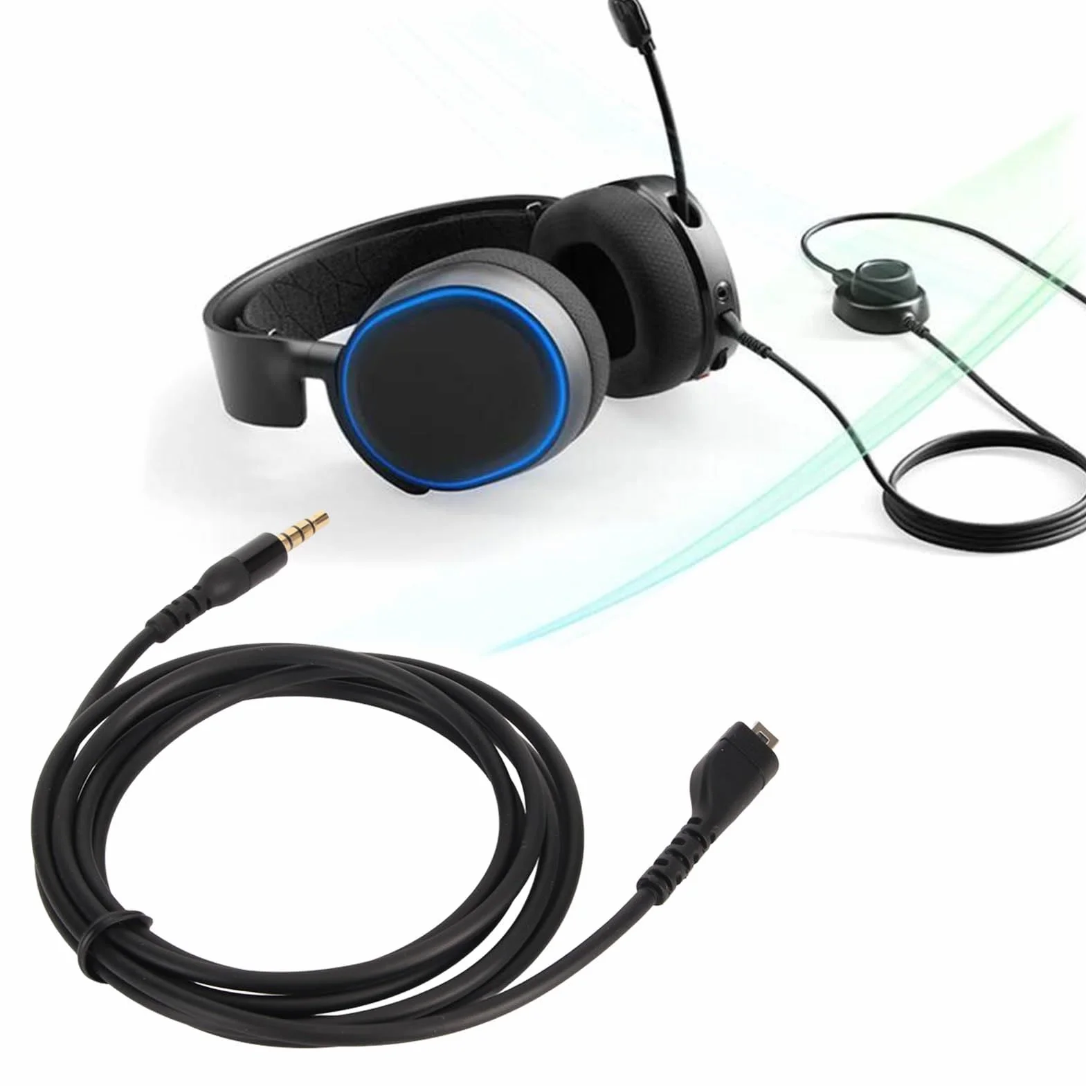 Wymienny Przewód Audio, Kabel 1,5 M/4,9 Stopy Kompatybilny ze Słuchawkami do Gier 3/5/ 7/ Pro/Prime