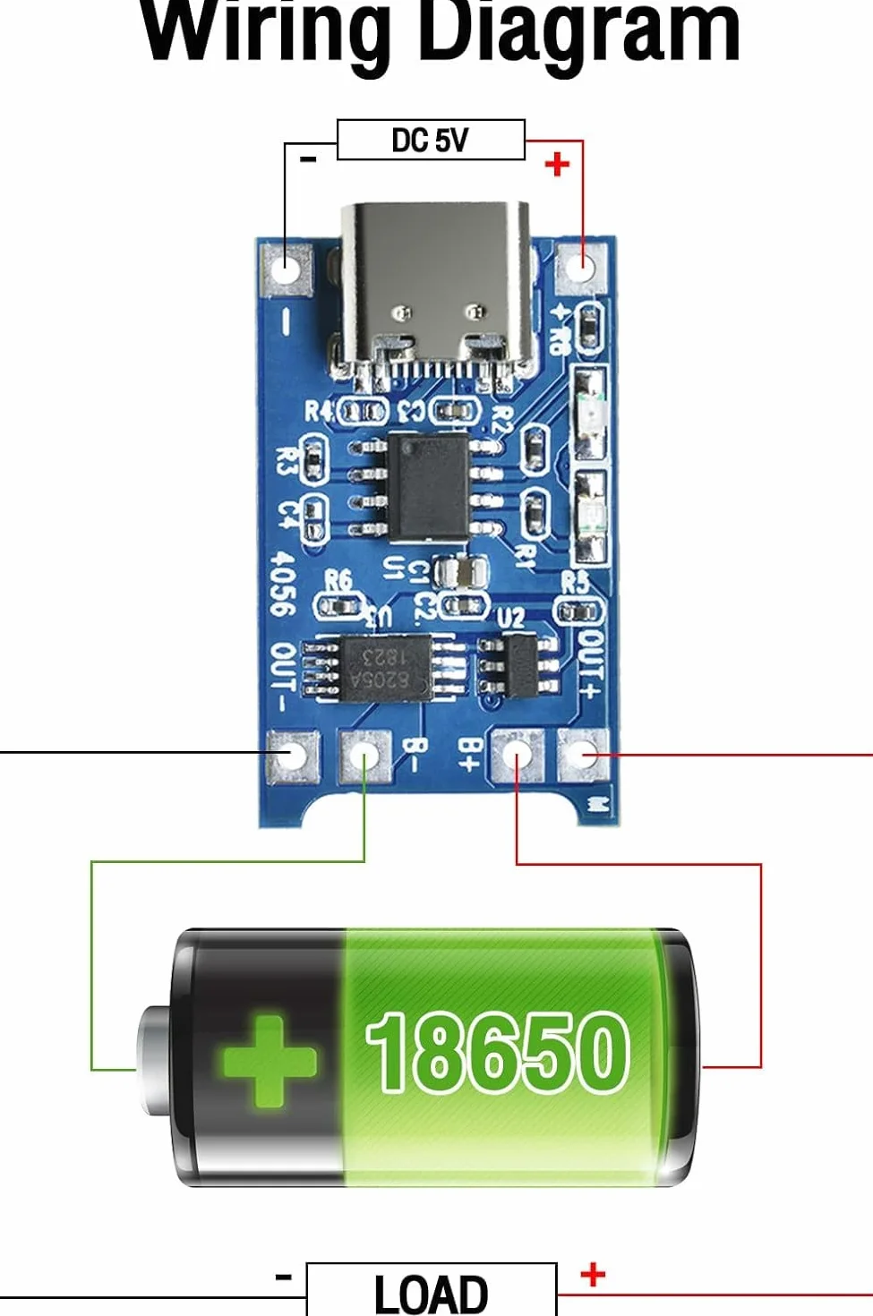 Aideepen TC4056 USB-C 5V 1A litowa ładowarka moduł z podwójną ochroną 20 sztuk