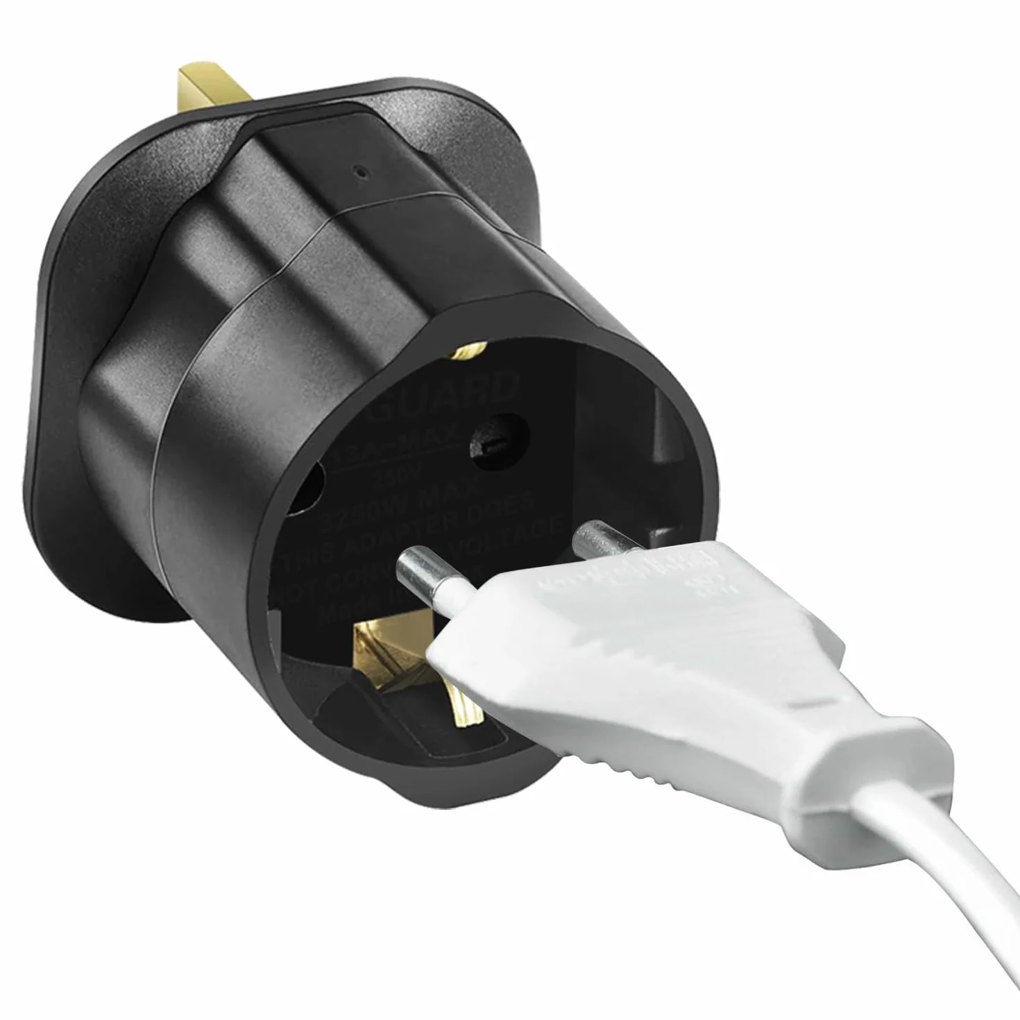 VGUARD Adapter europejski UE na brytyjski 3-pinowy czarny