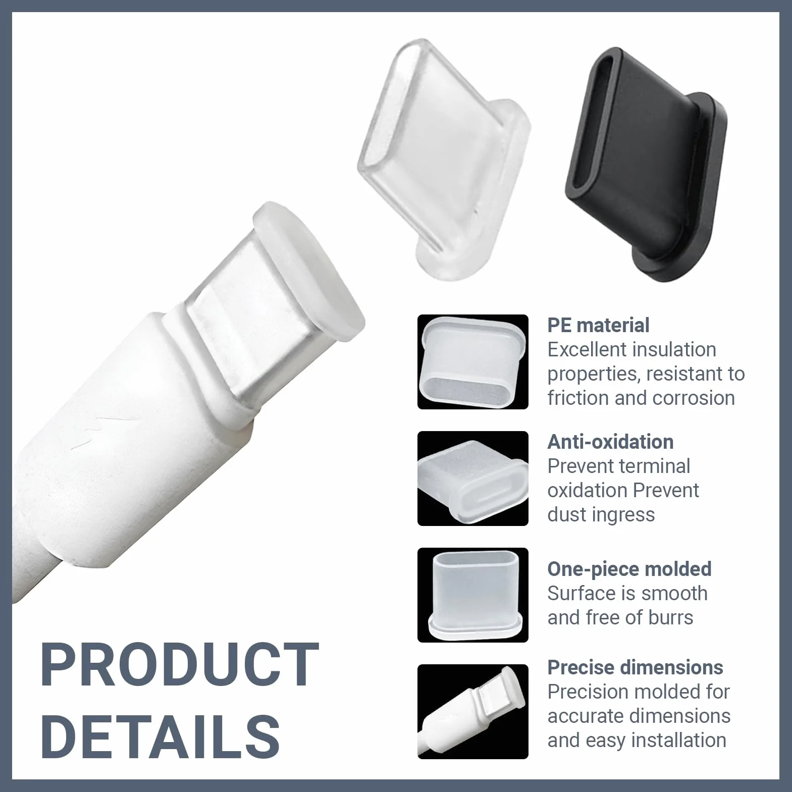 20 sztuk nasadek ochronnych USB-C na wtyczkę i kabel – ochrona przed kurzem zatyczka USB C z silikonu – chroni złącze USB typu C – do smartfonów, laptopów, kolor czarny i przezroczysty