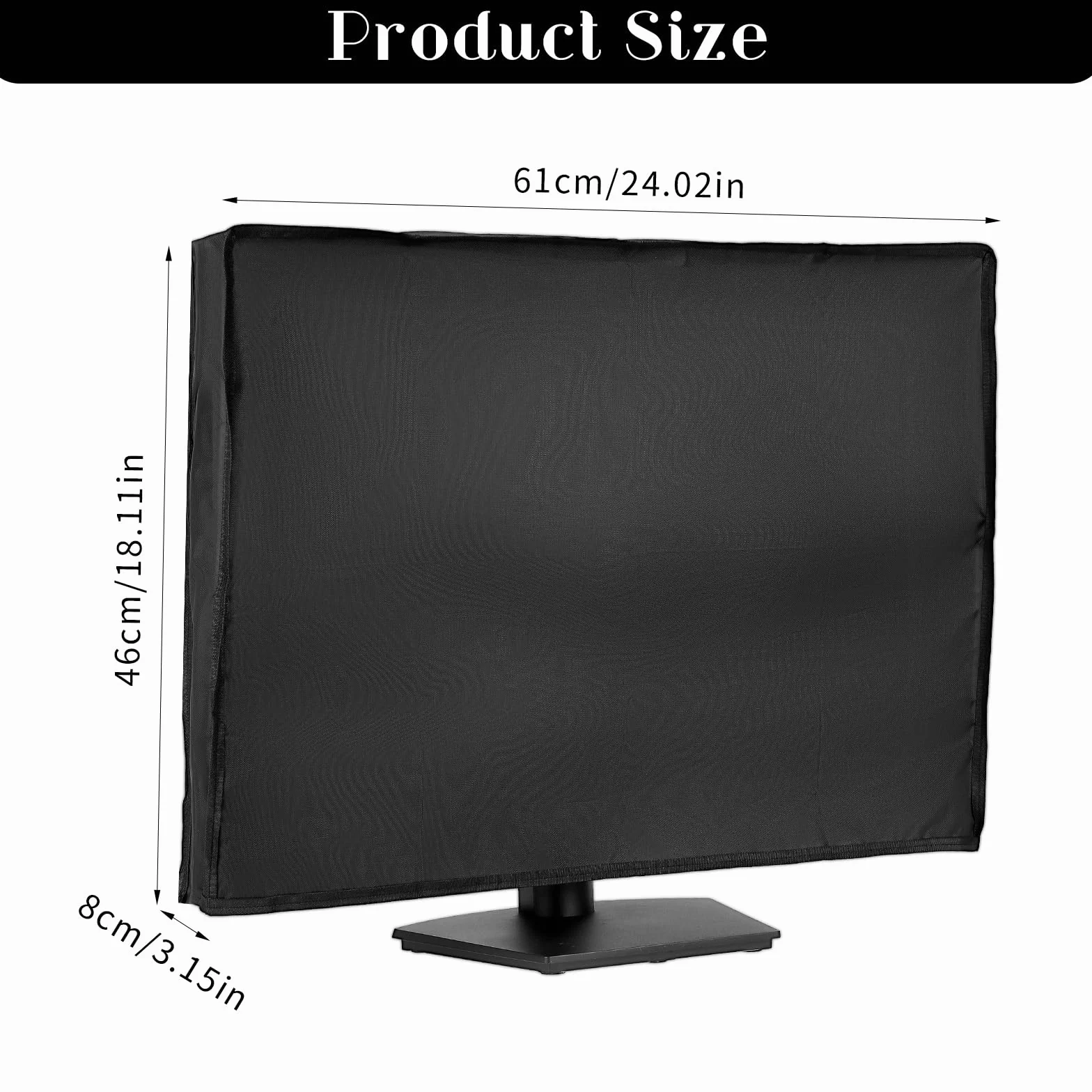 Czarne etui na monitor 24", all-inclusive etui na ekran 420D, tkanina Oxford, ochrona przed kurzem, wodoszczelna osłona na ekran PC